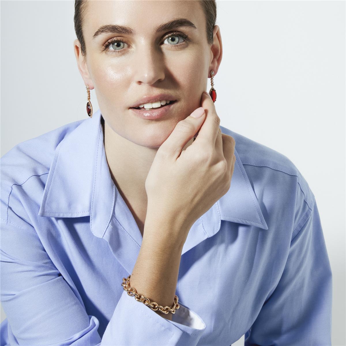 Pulseira de Zircónia Brilhante com acabamento em ouro amarelo de 18k - Lorla