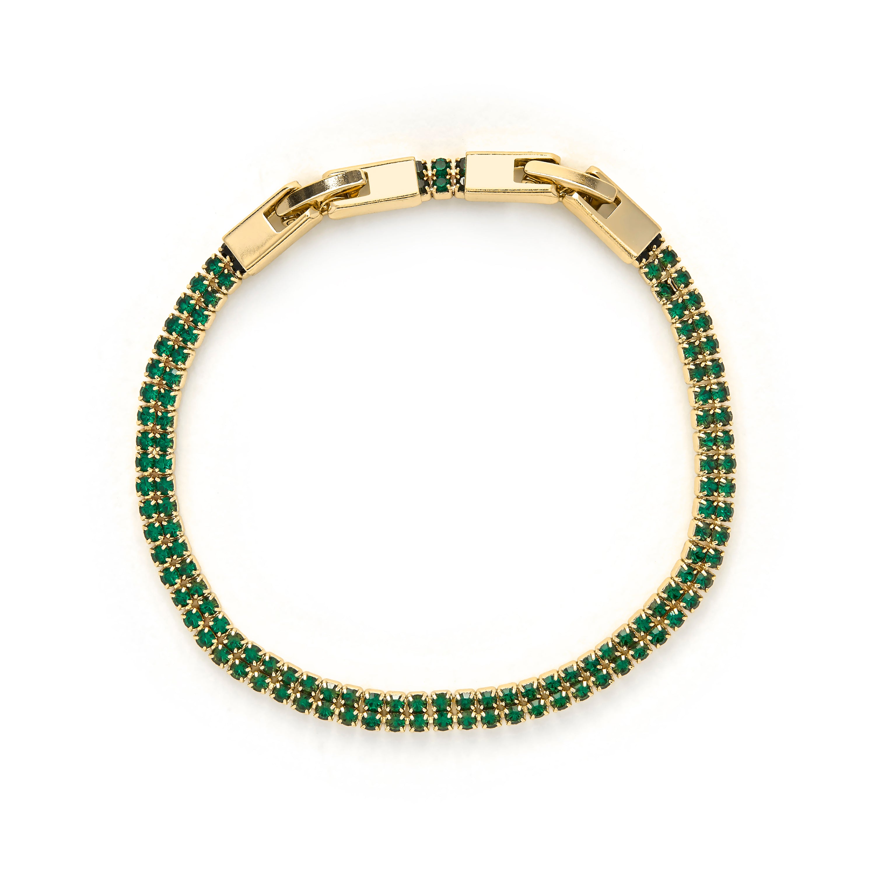 Emerald Cubic Zirconia Bracelet with 18k Yellow Gold Finish - Phiaer