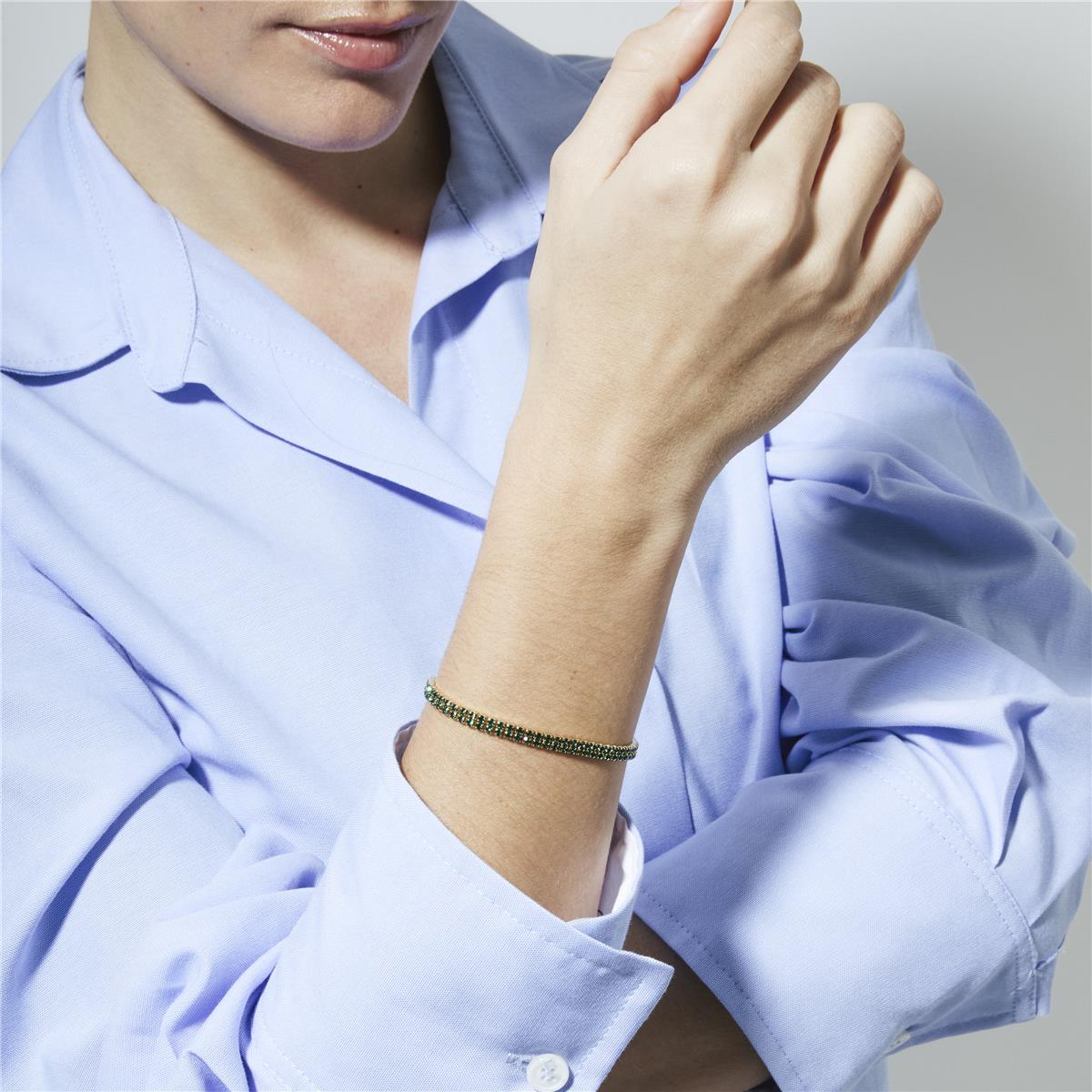Pulsera de Circonita Esmeralda acabado en oro amarillo de 18k - Phiaer