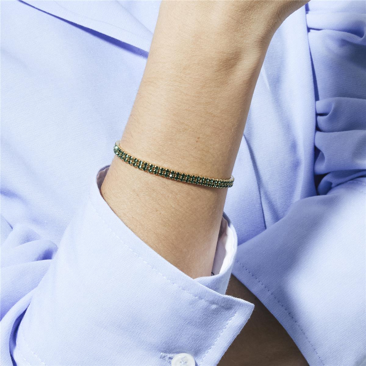 Pulsera de Circonita Esmeralda acabado en oro amarillo de 18k - Phiaer