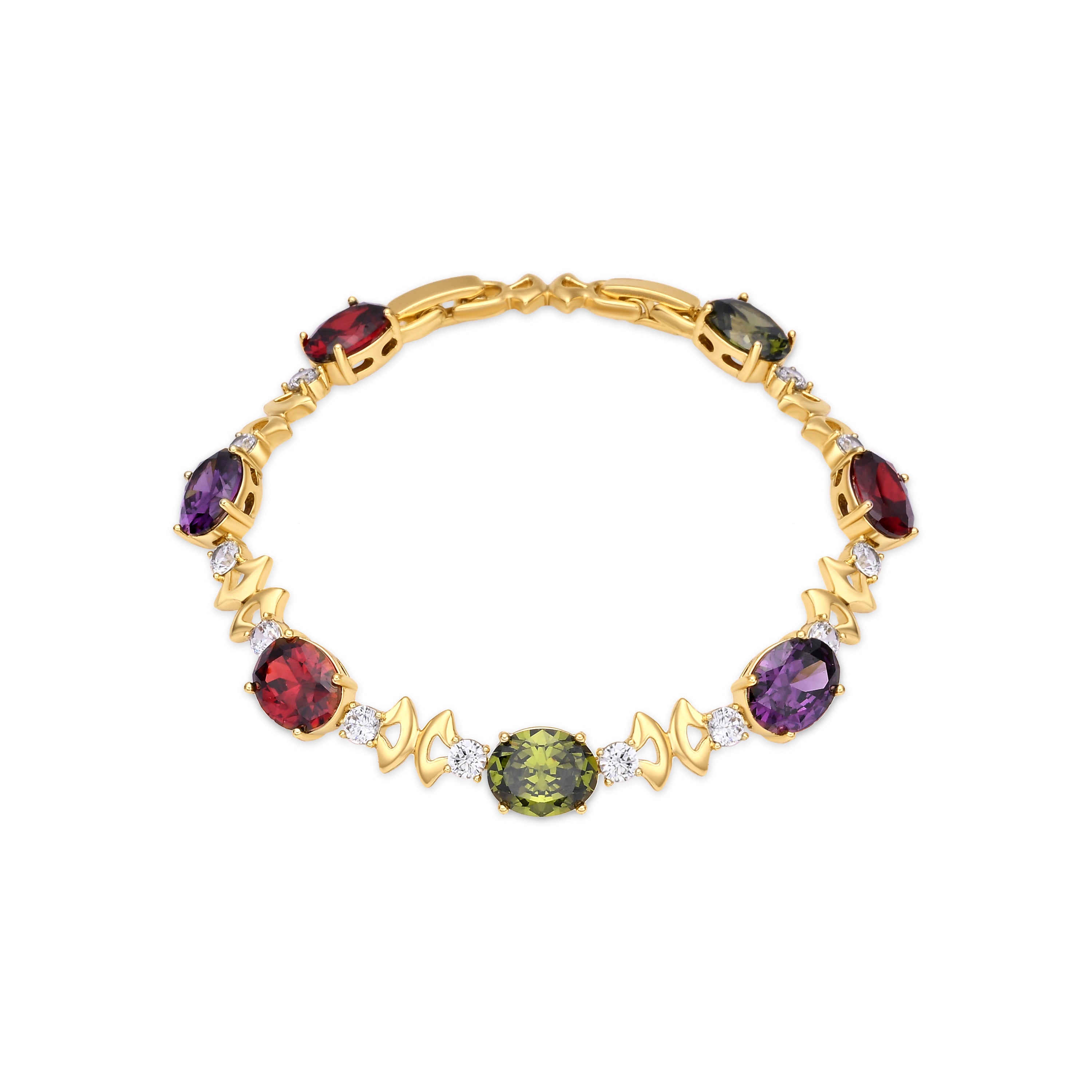 Pulsera de Circonita Multicolor acabado en oro amarillo de 18k - Memel