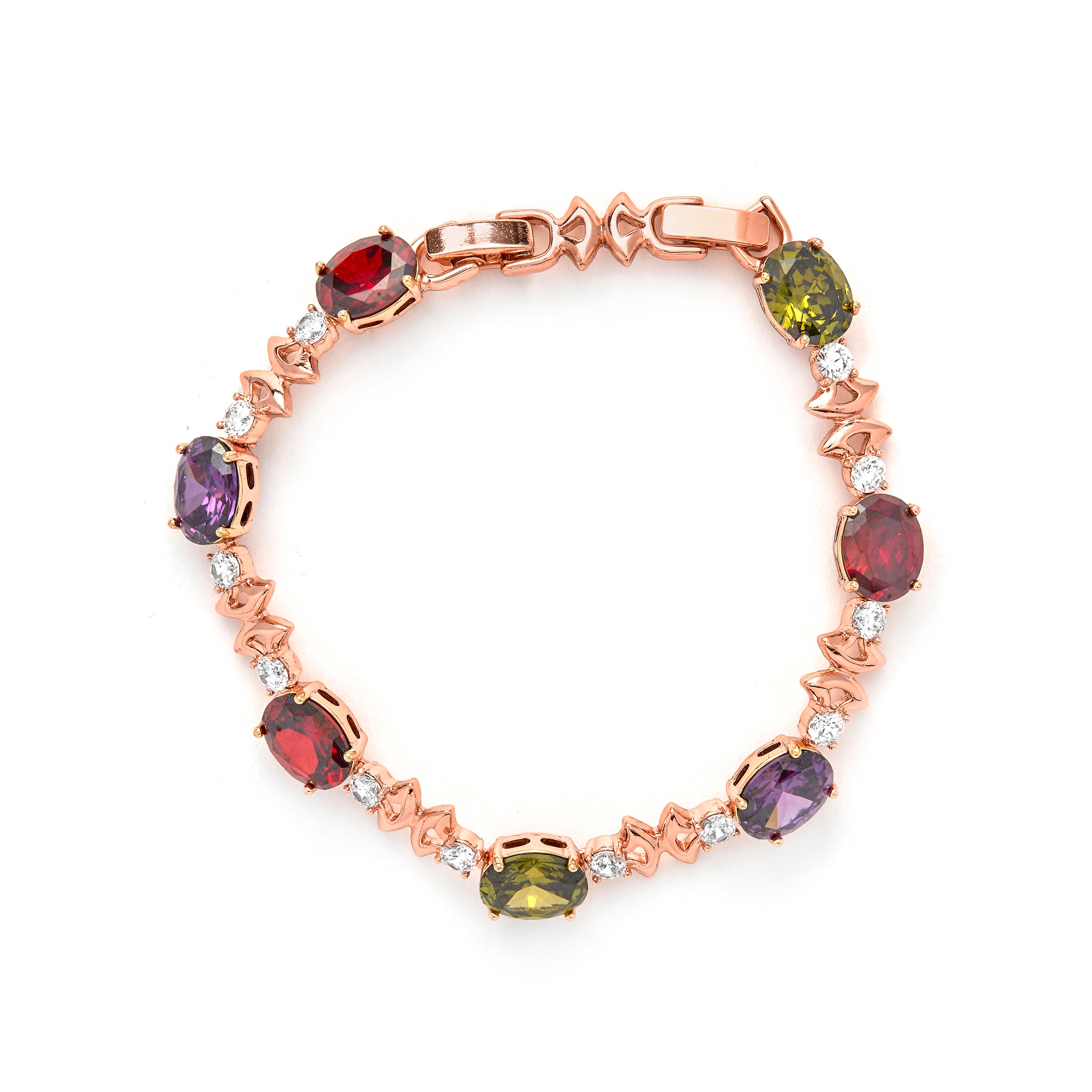 Multicolor Cubic Zirconia Bracelet with 18k Yellow Gold Finish - Memel