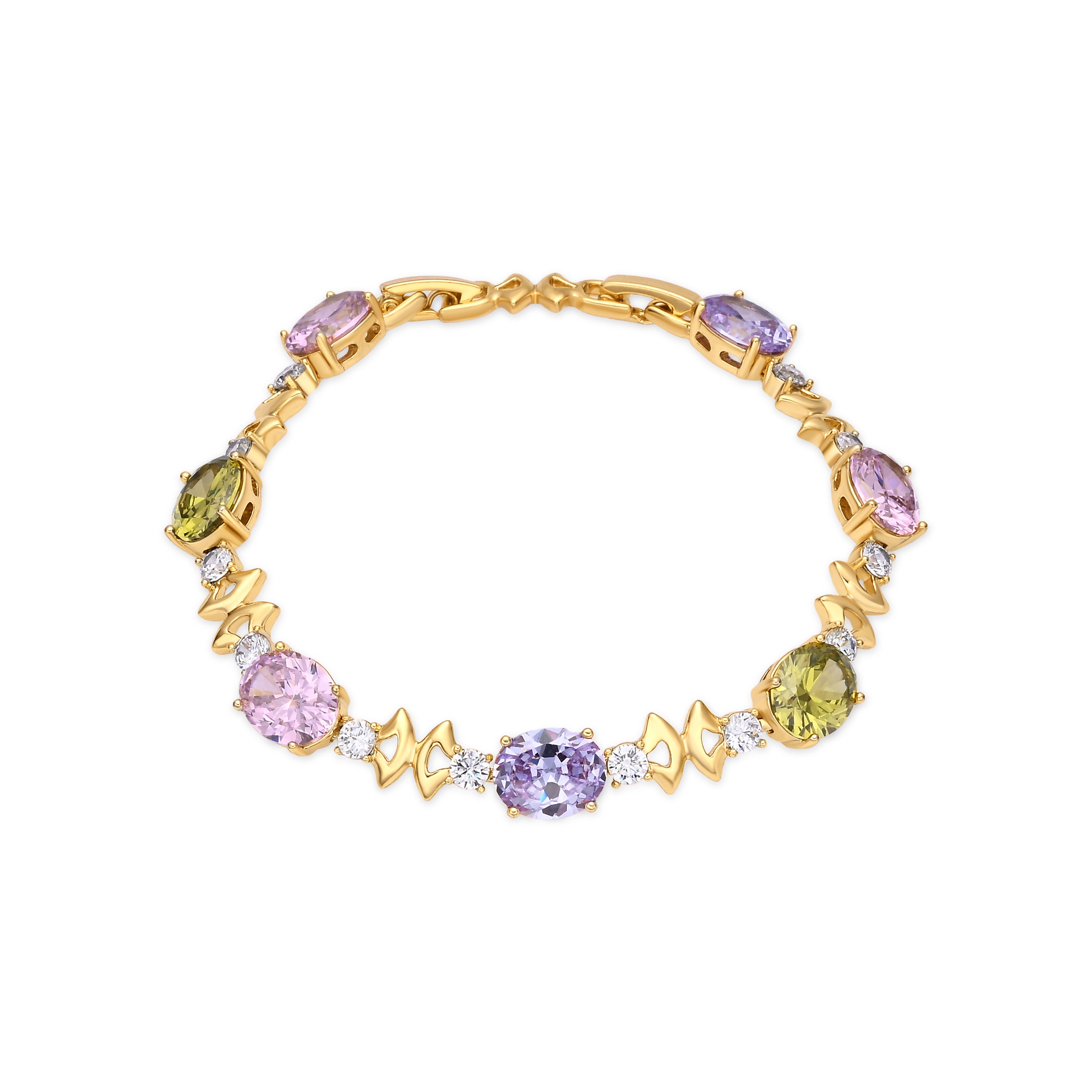 Pulsera de Circonita Multicolor acabado en oro amarillo de 18k - Memel