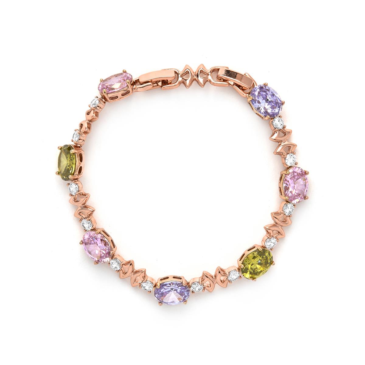 Mehrfarbiges Zirkonia-Armband mit 18k Gelbgold-Finish - Memel