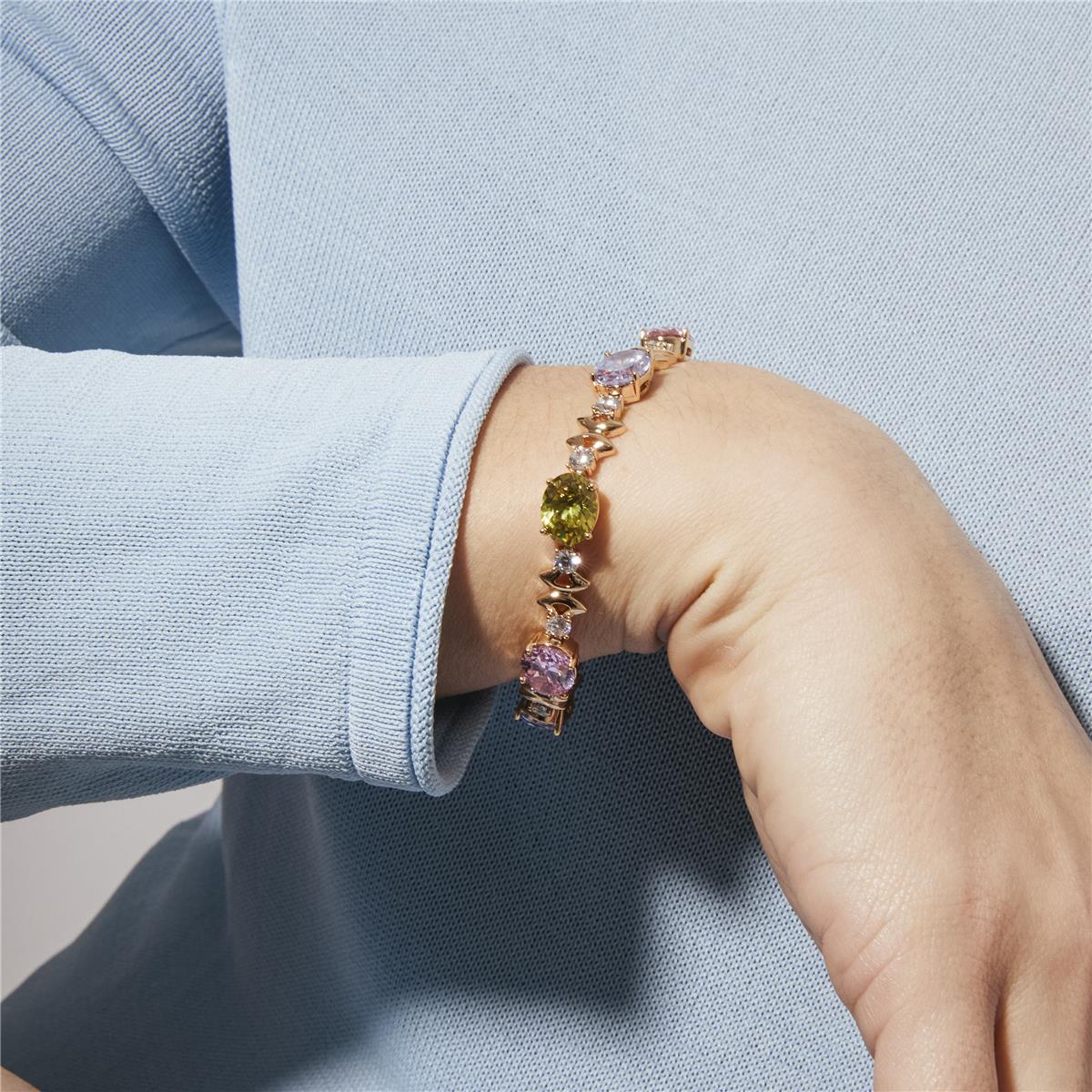 Mehrfarbiges Zirkonia-Armband mit 18k Gelbgold-Finish - Memel
