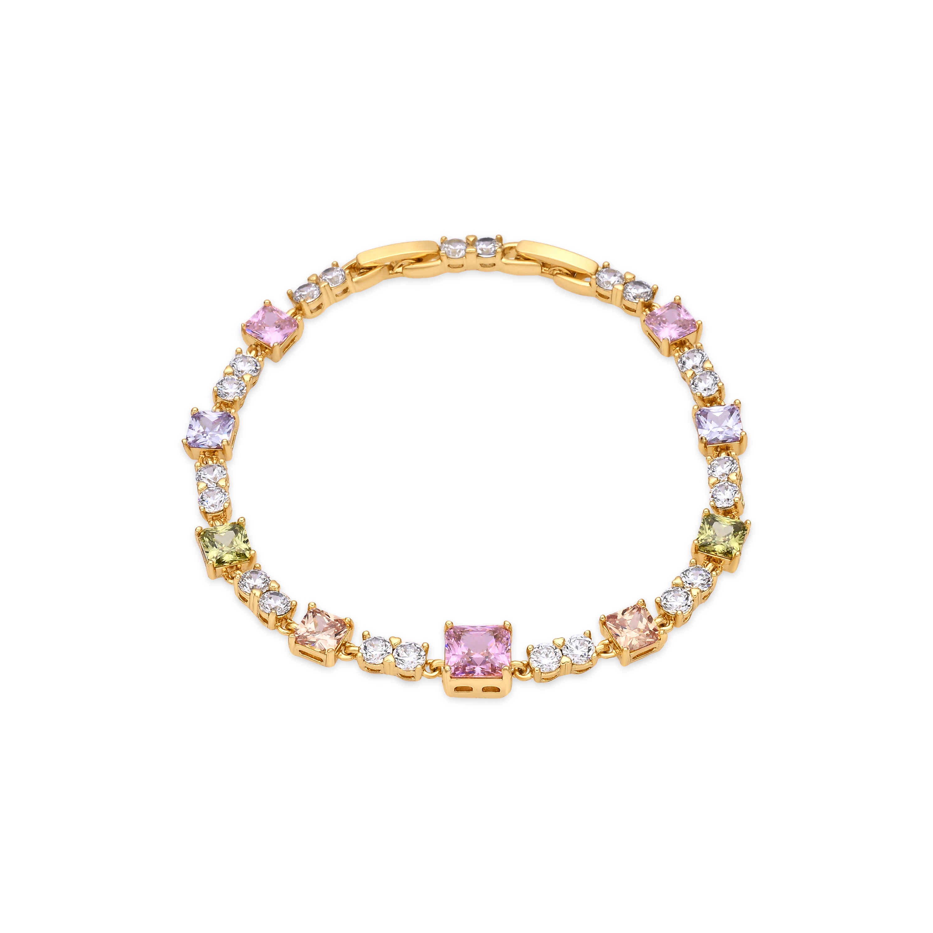 Pulsera de Circonita Multicolor acabado en oro amarillo de 18k - Meyoi