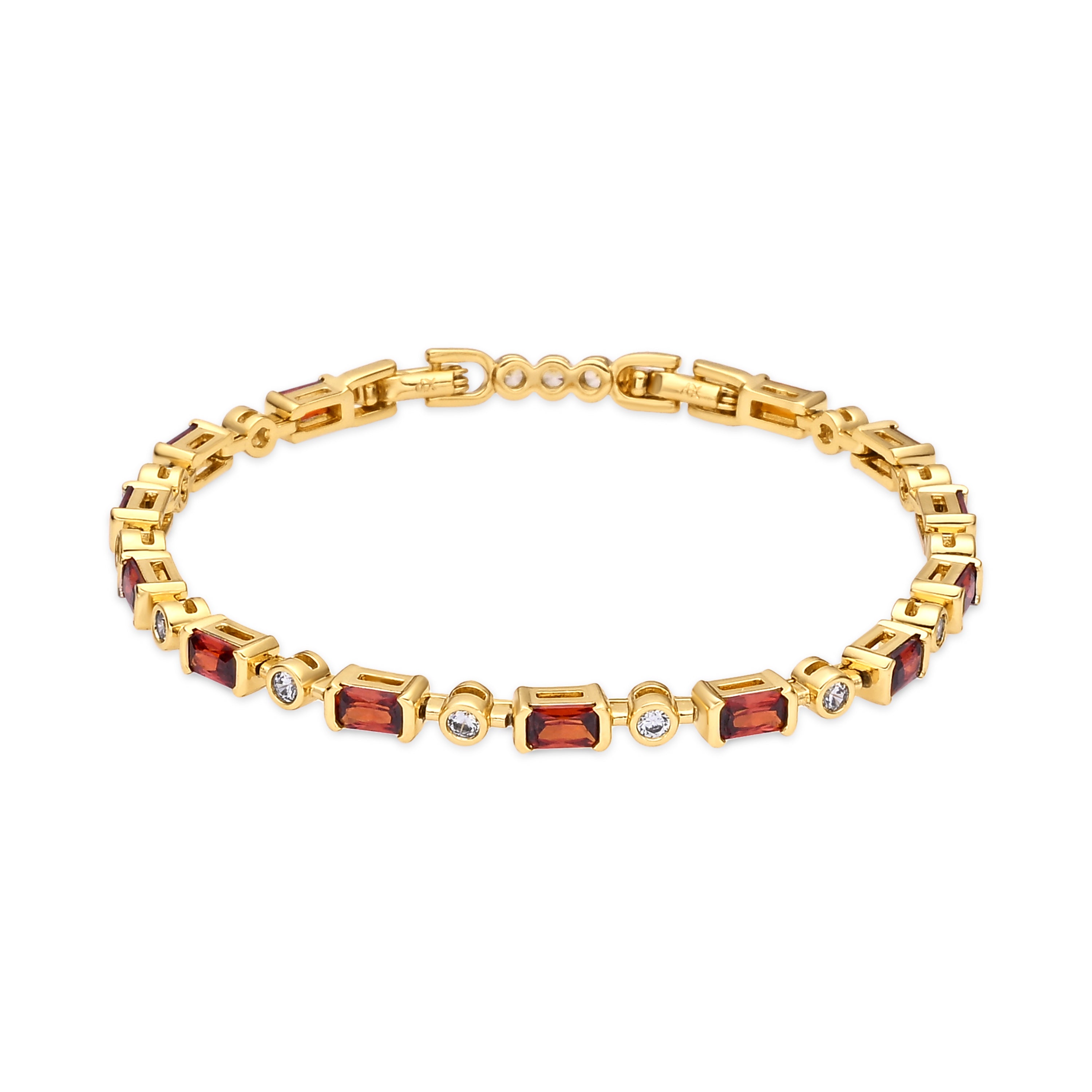 Ruby Cubic Zirconia Bracelet with 18k Yellow Gold Finish - Cusna
