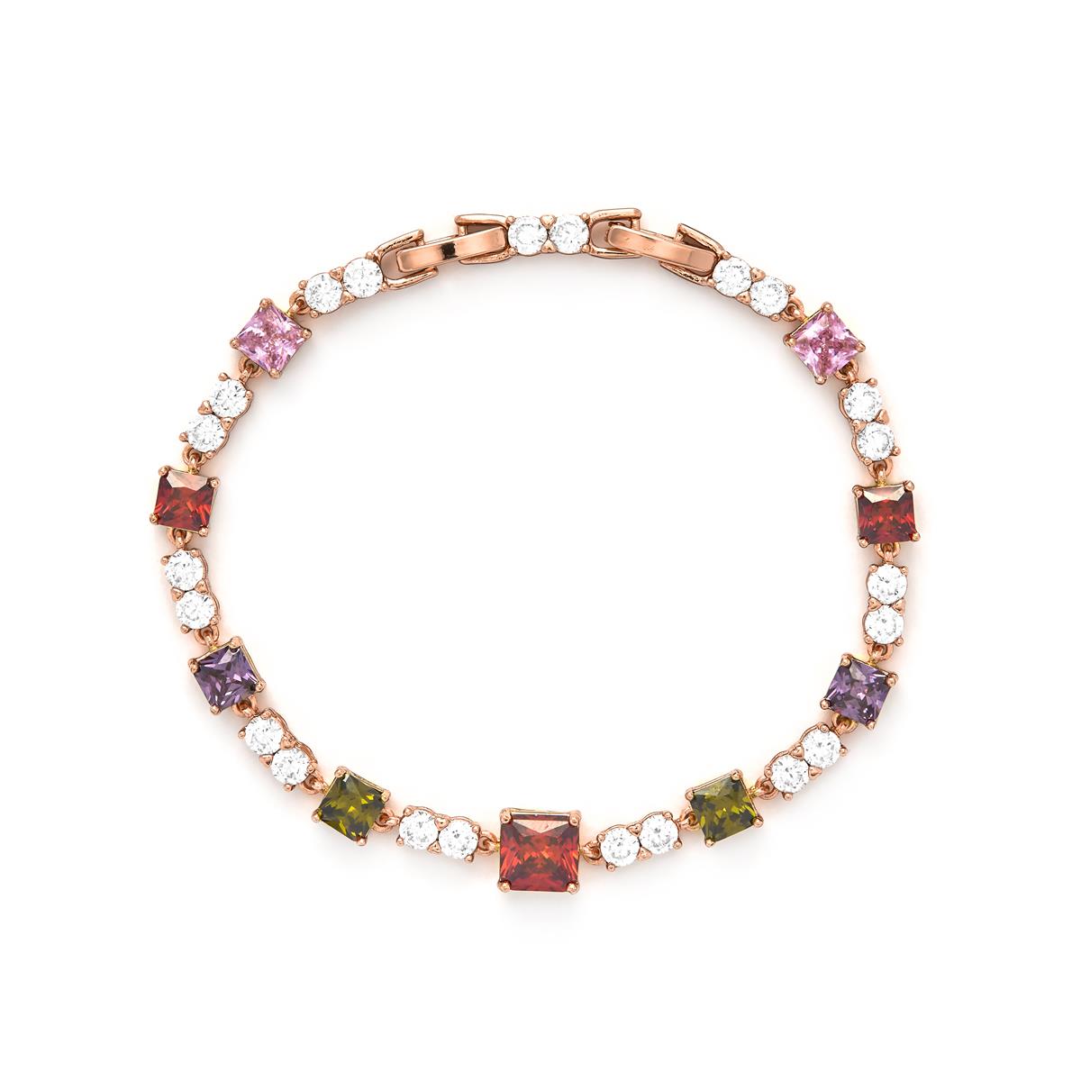 Bracciale con zirconi multicolore finitura in oro giallo 18k - Khoy