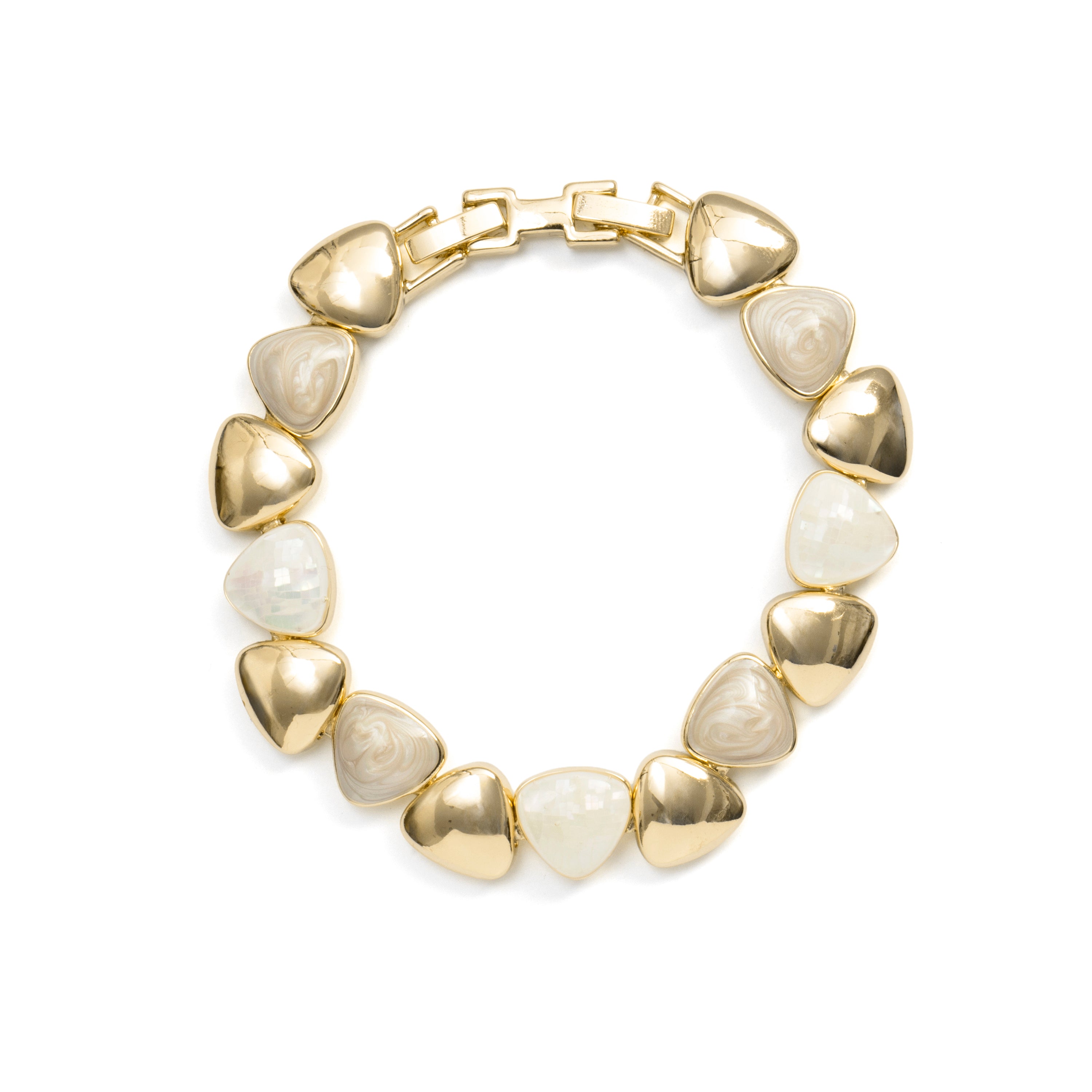 Armband aus weißem Perlmutt mit 18k Gelbgold-Finish - Riub