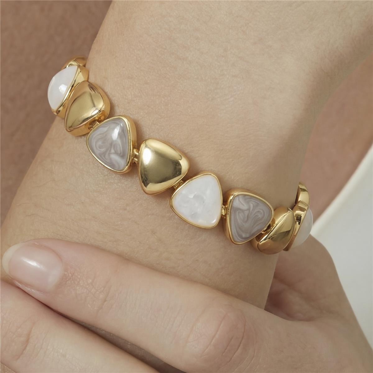 Armband aus weißem Perlmutt mit 18k Gelbgold-Finish - Riub