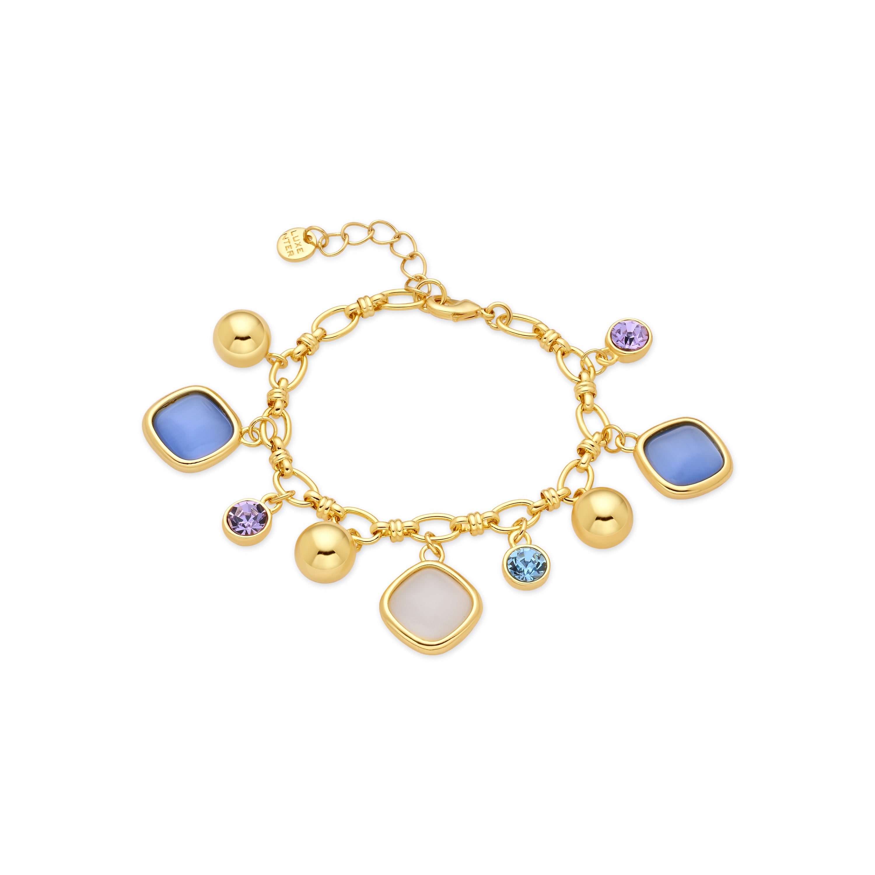 Bracciale con Occhio di Gatto Blu finitura in oro giallo 18k - Mankao