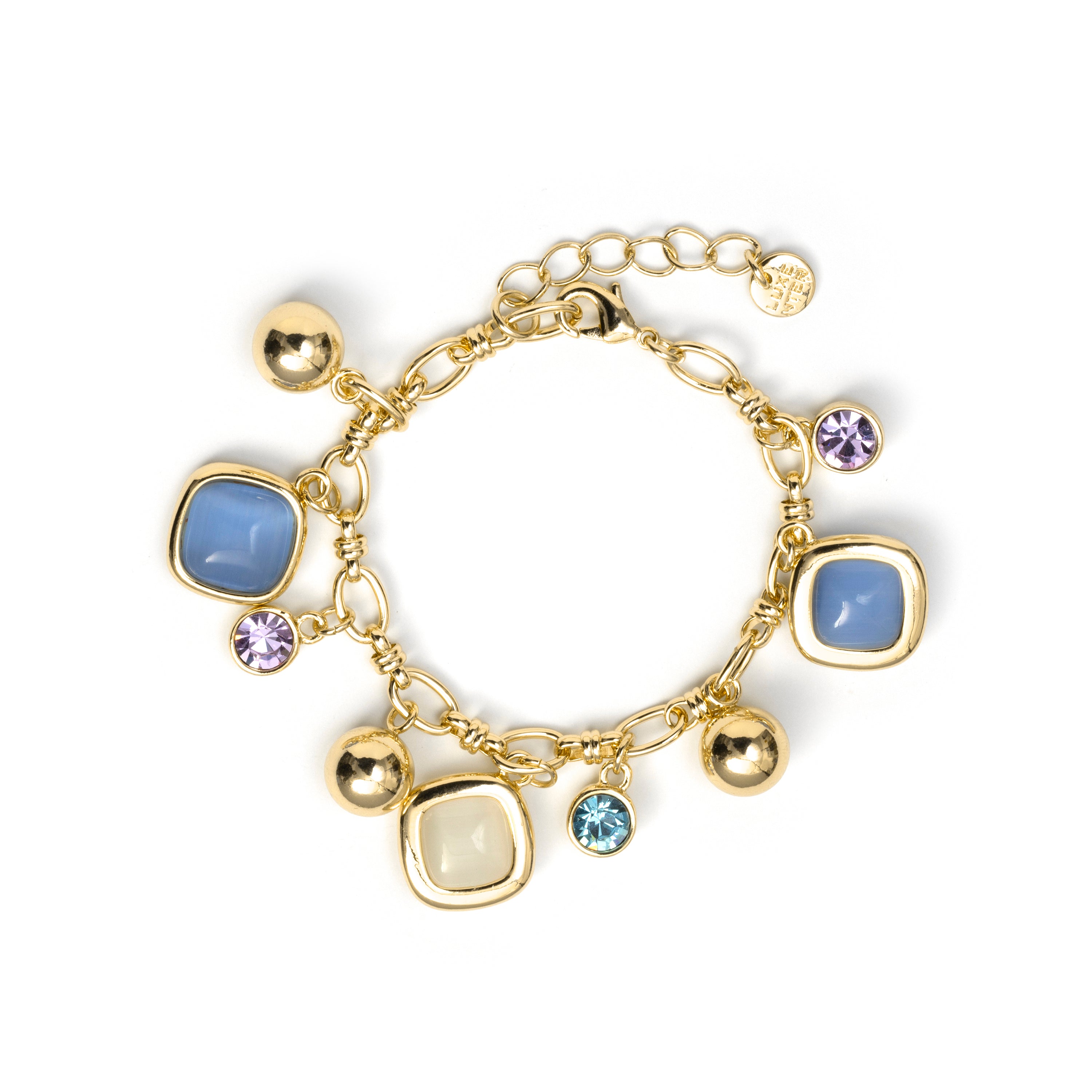 Bracciale con Occhio di Gatto Blu finitura in oro giallo 18k - Mankao