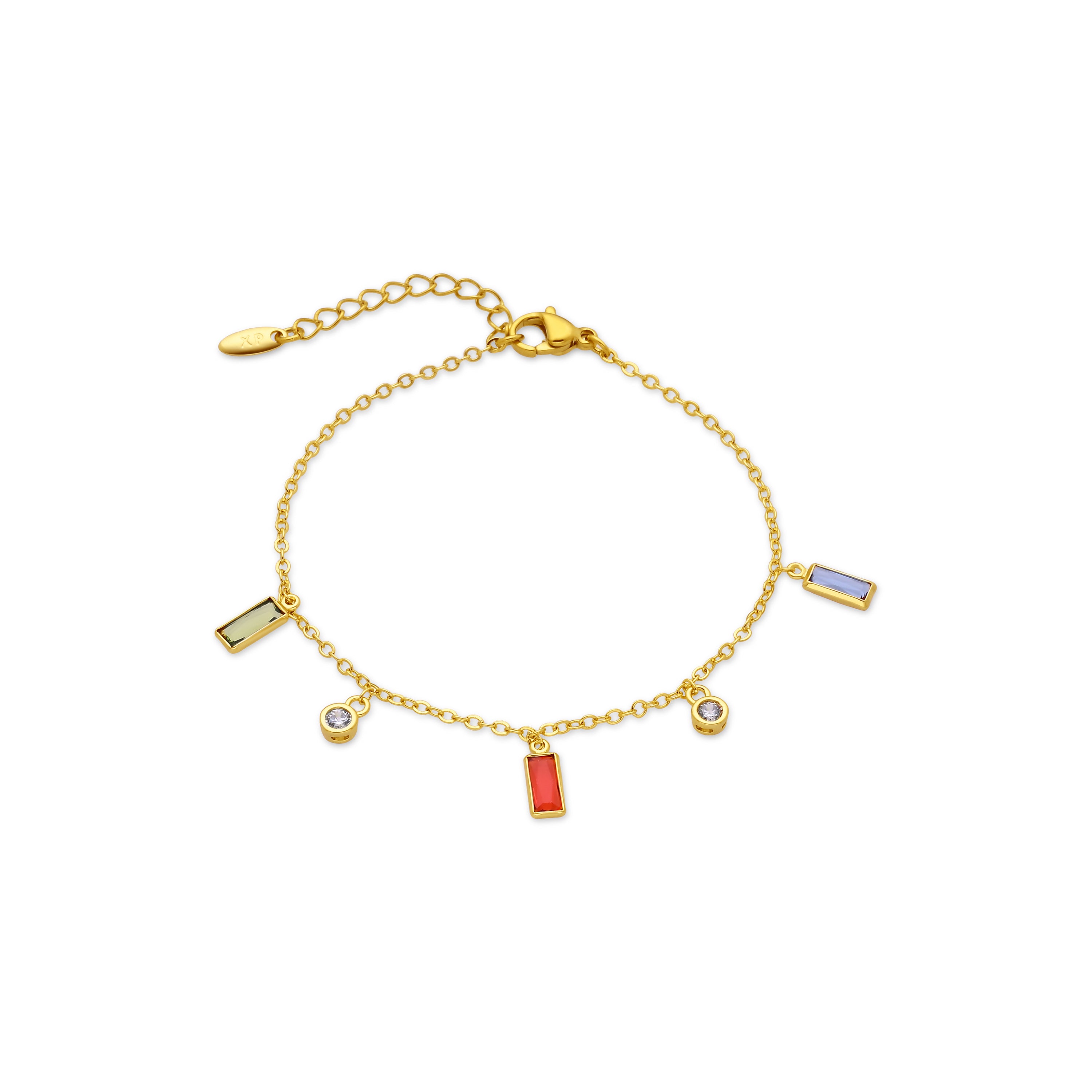 Multicolored Zircon Bracelet with 18k Yellow Gold Finish - Othly