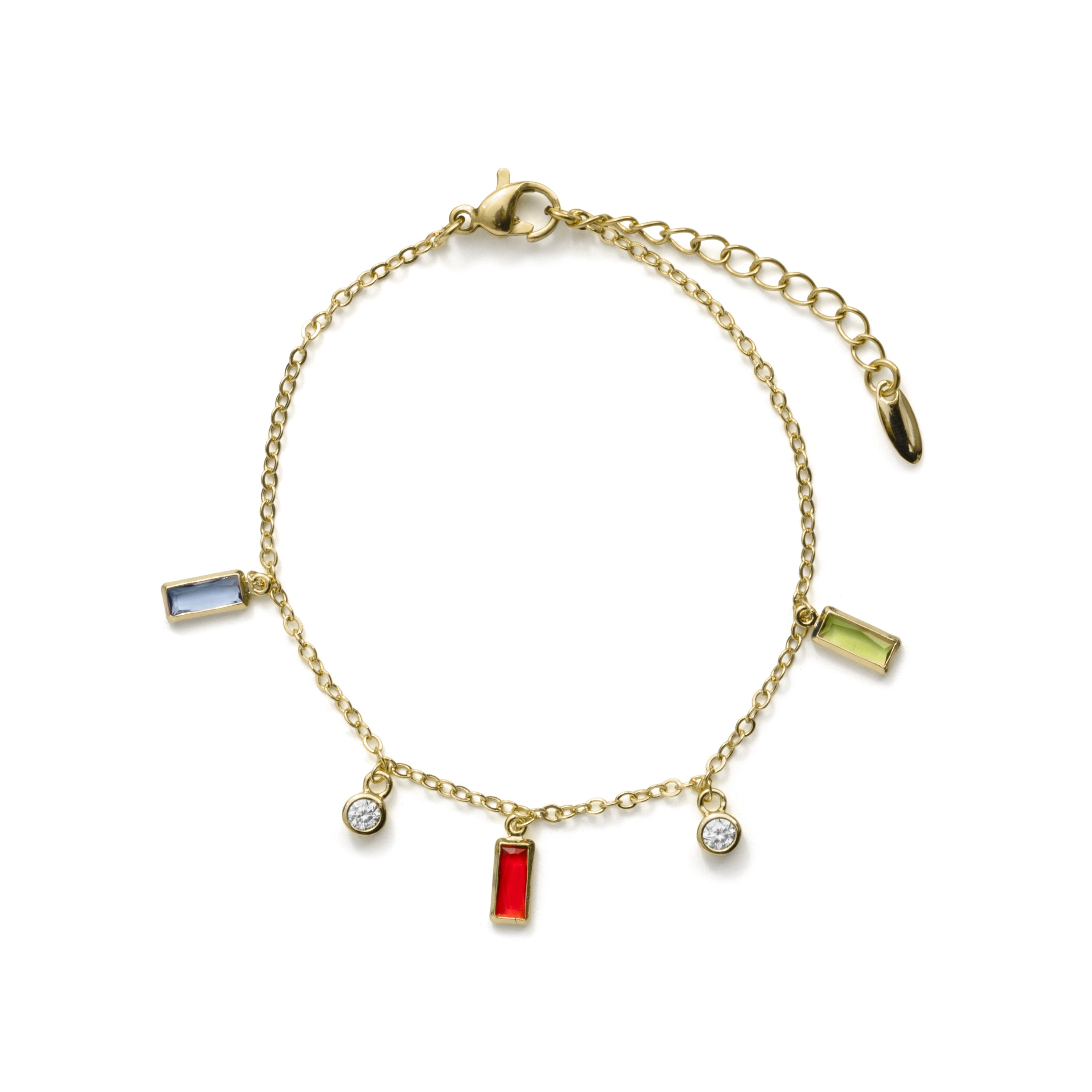 Multicolored Zircon Bracelet with 18k Yellow Gold Finish - Othly
