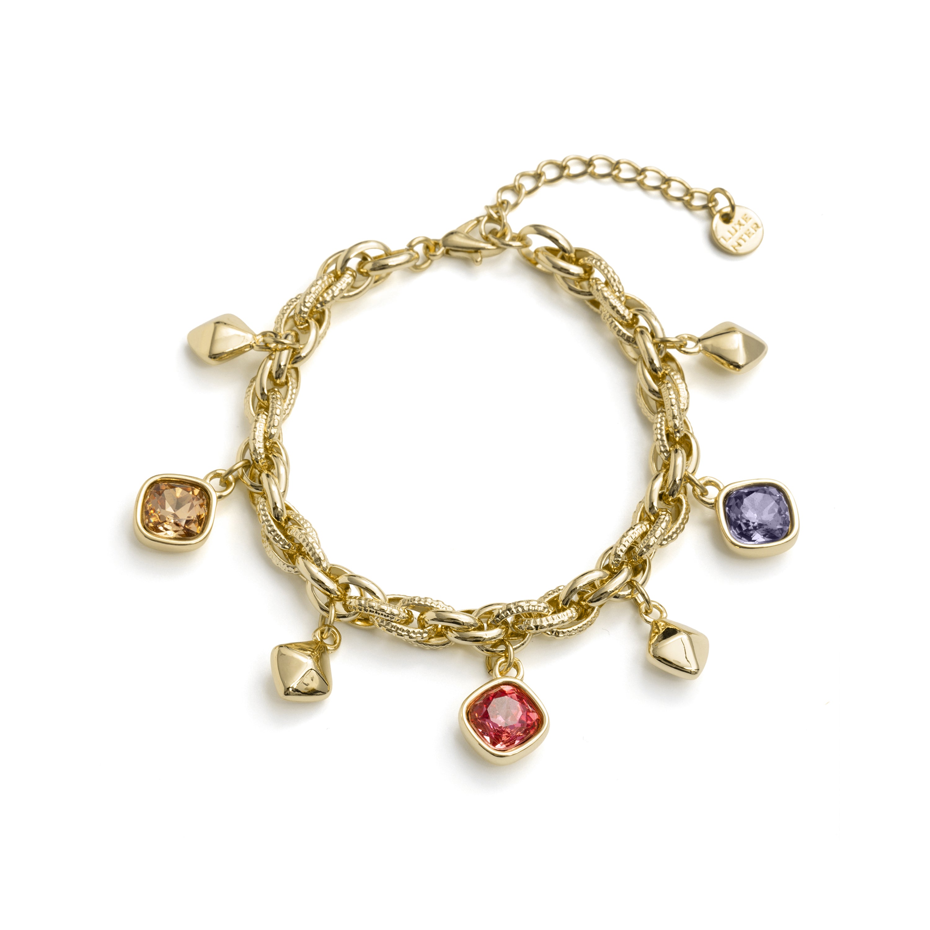 Bracelet en cristal multicolore avec finition en or jaune 18 carats – Moodab