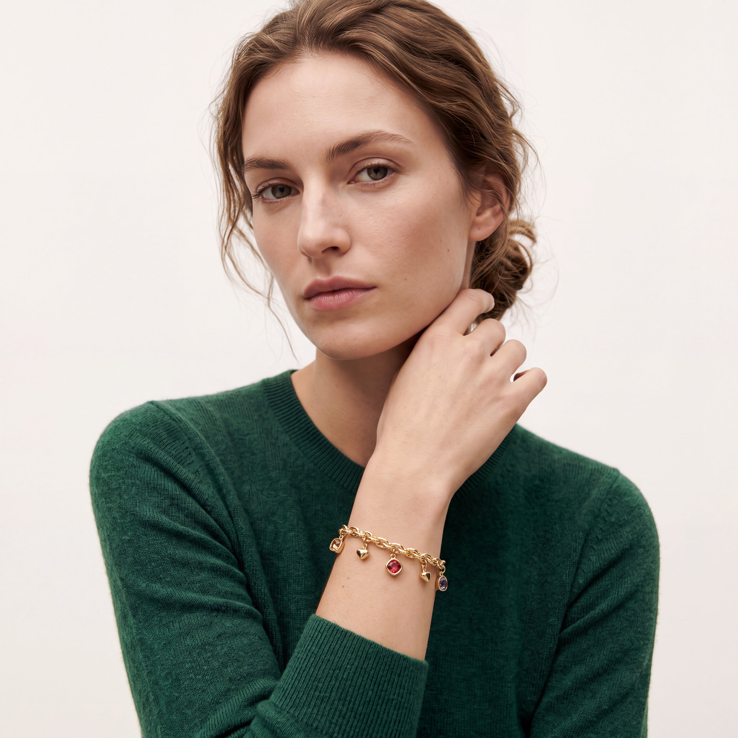 Bracelet en cristal multicolore avec finition en or jaune 18 carats – Moodab
