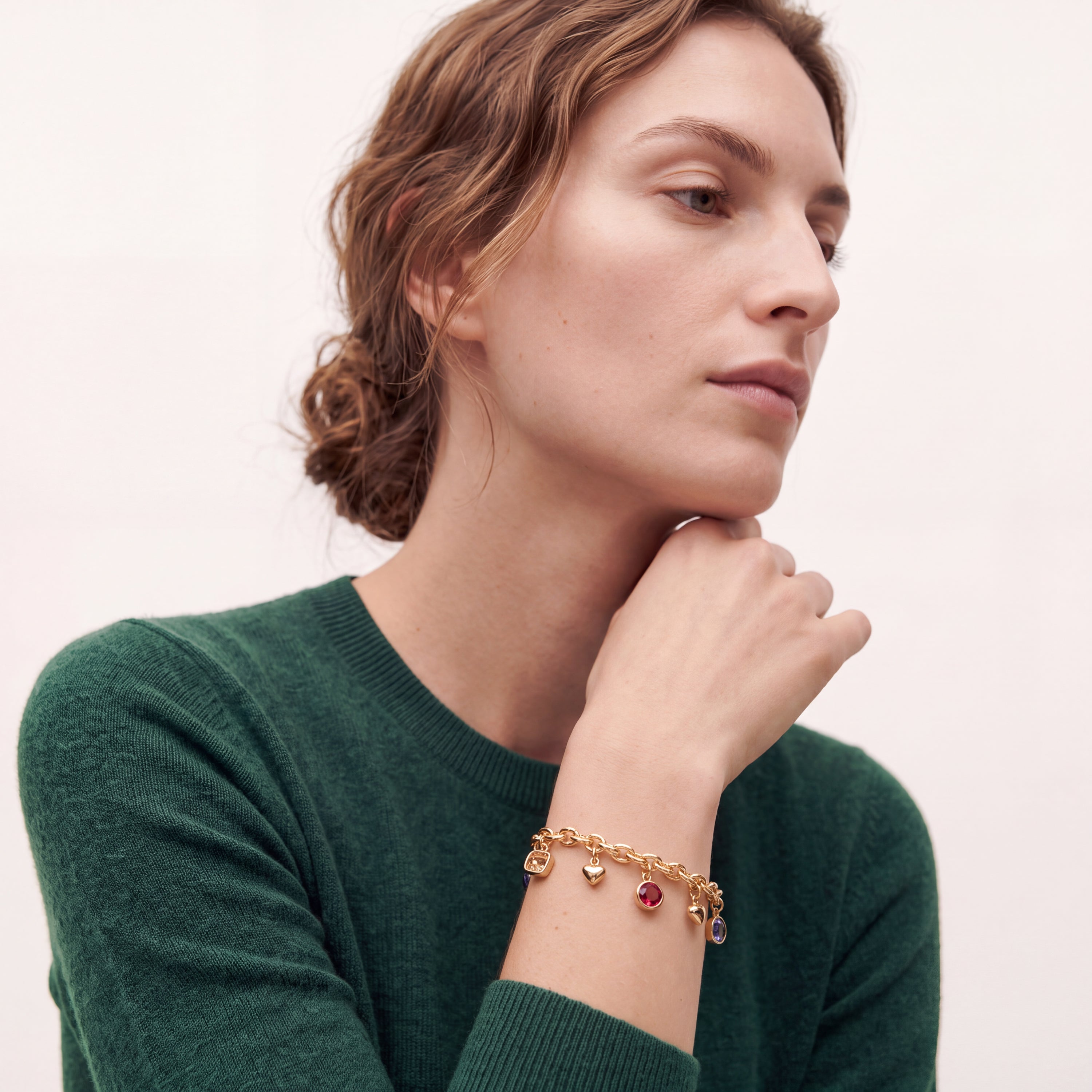 Bracelet en cristal multicolore avec finition en or jaune 18 carats – Moodab