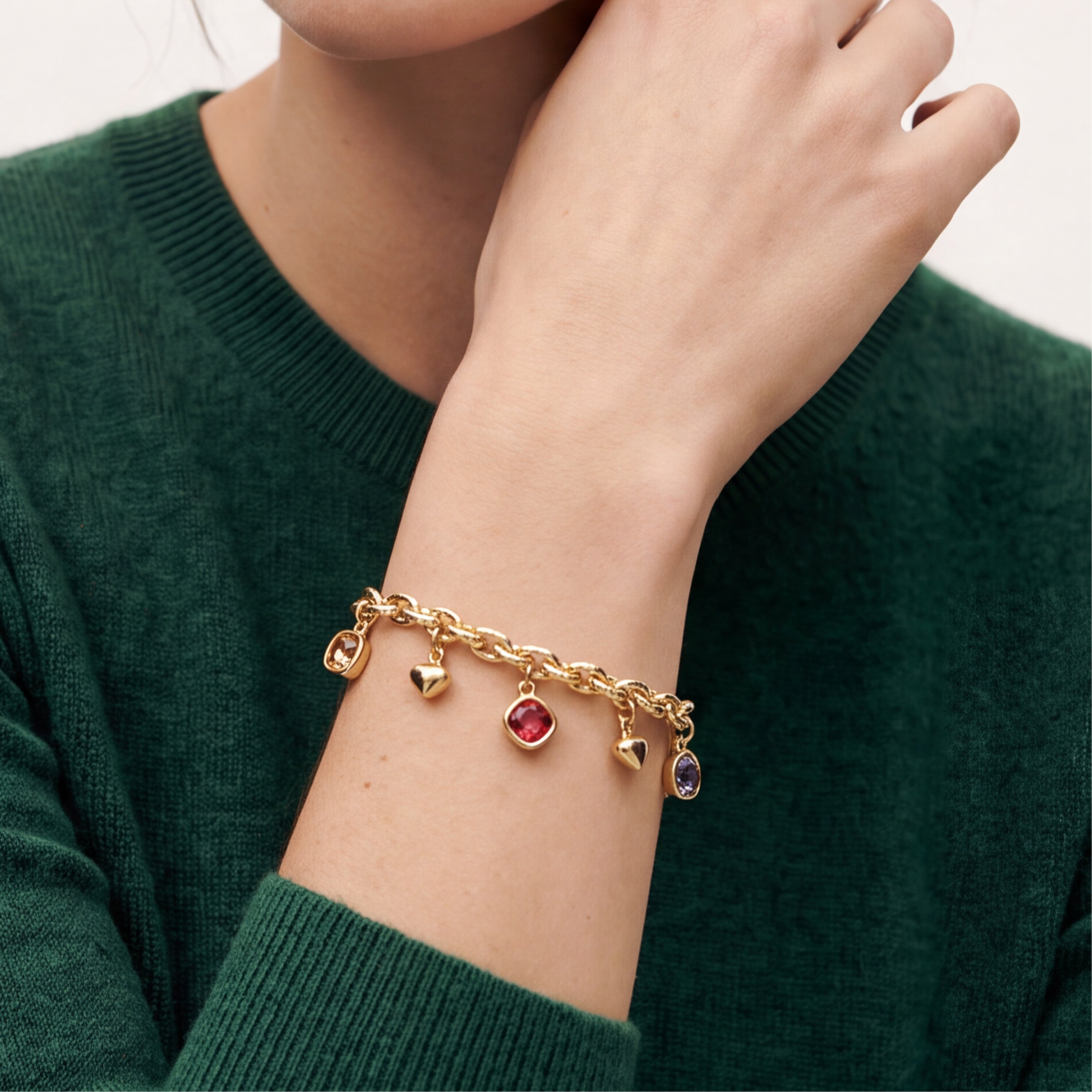 Bracelet en cristal multicolore avec finition en or jaune 18 carats – Moodab