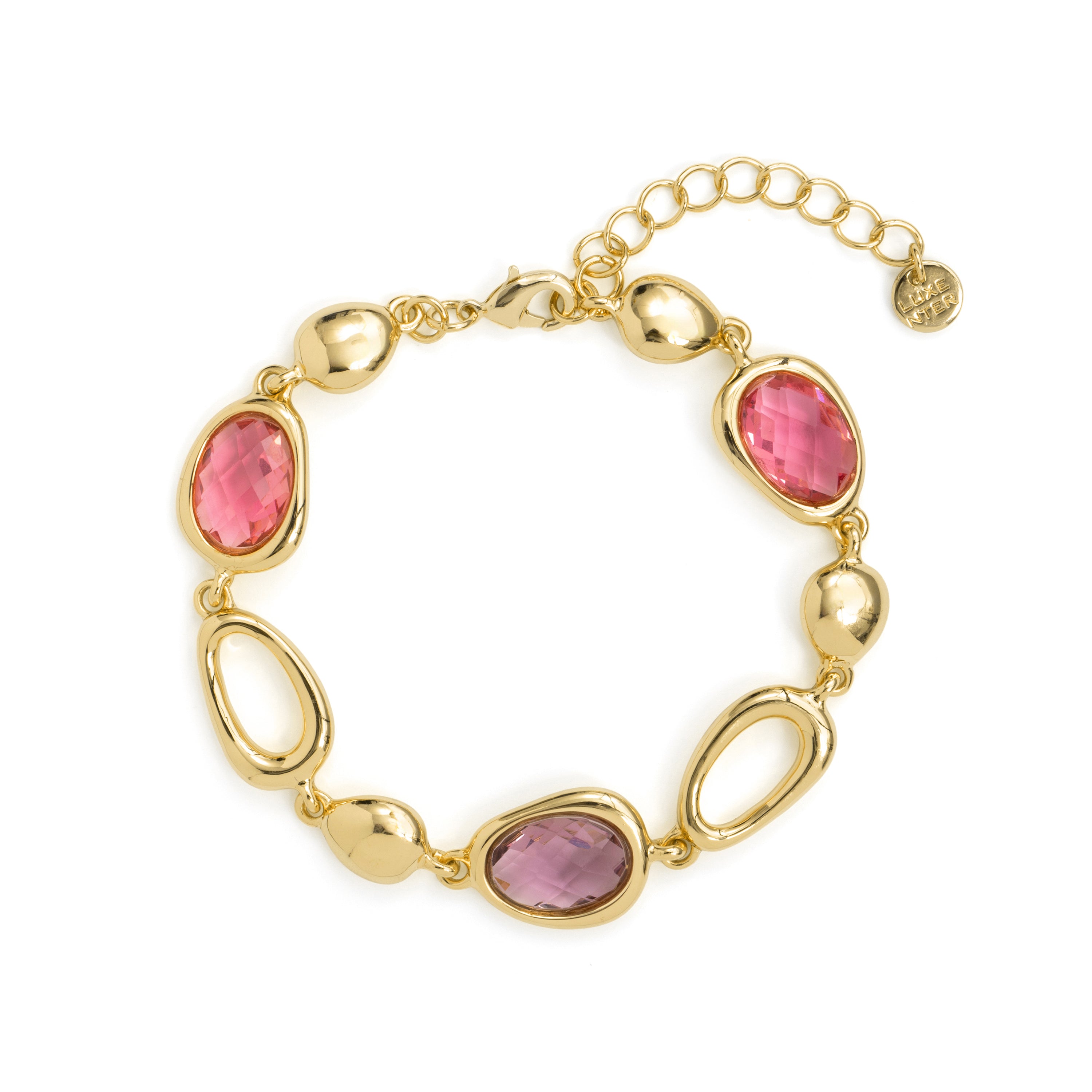 Bracciale in cristallo multicolore con finitura in oro giallo 18 carati - Rimya