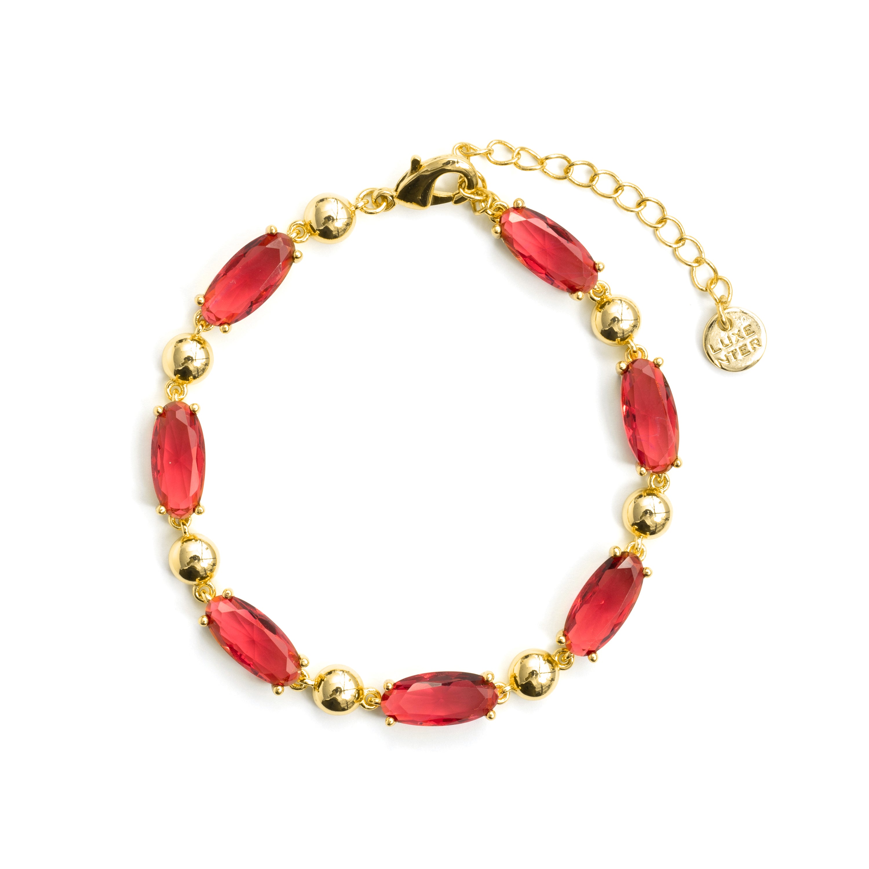 Red crystal bracelet with an 18k yellow gold finish - Midfan
