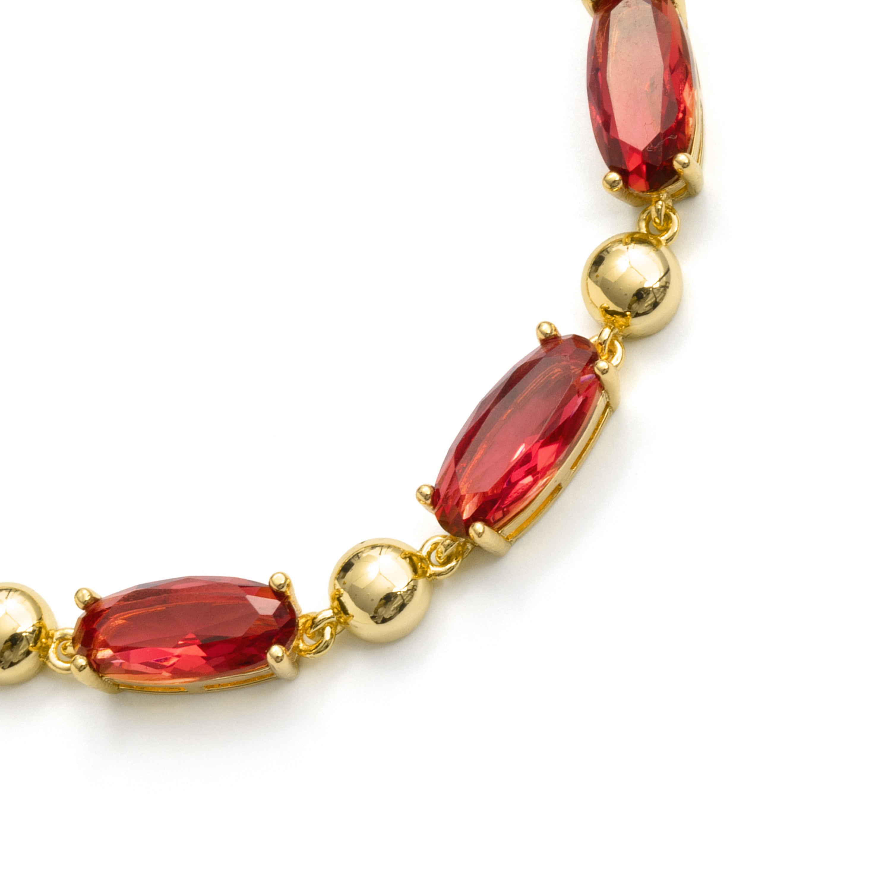 Red crystal bracelet with an 18k yellow gold finish - Midfan