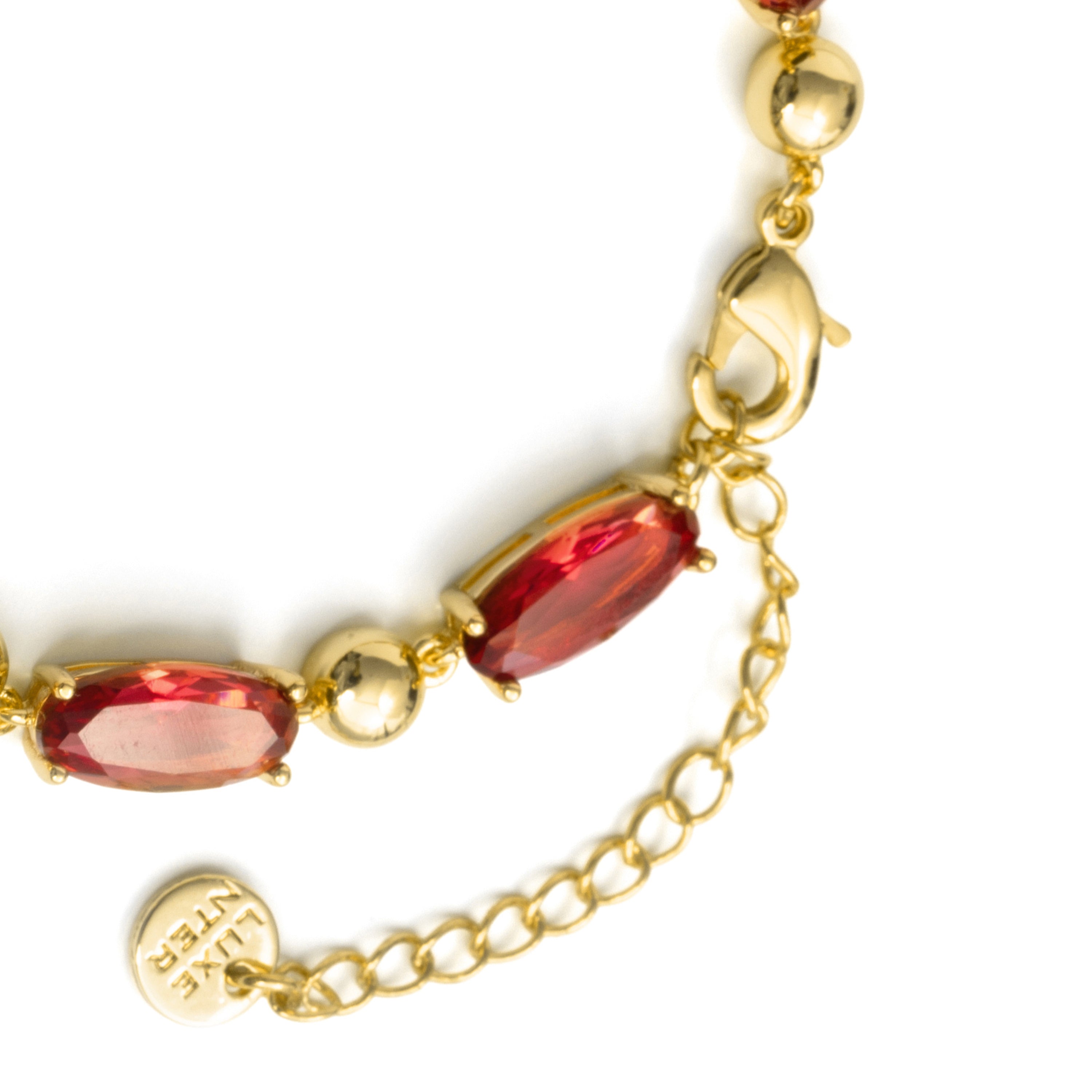 Red crystal bracelet with an 18k yellow gold finish - Midfan