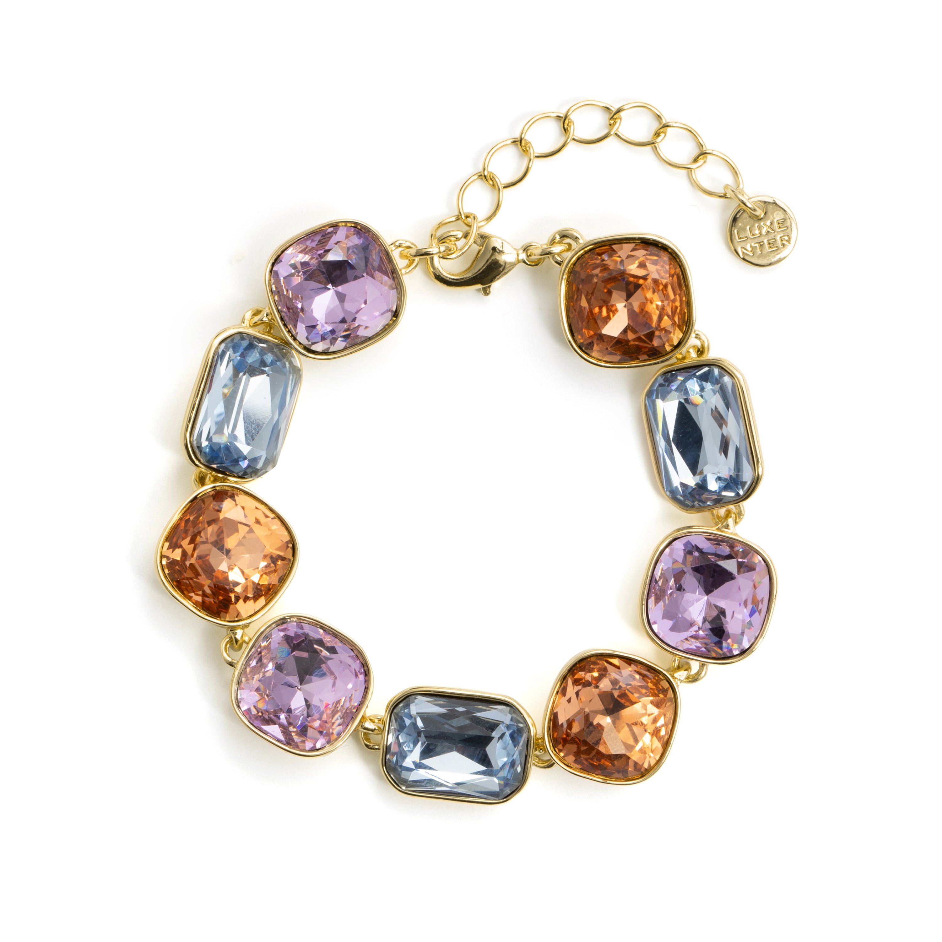 Pulseira de Cristal Multicolor com acabamento em ouro amarelo de 18k - Thiu