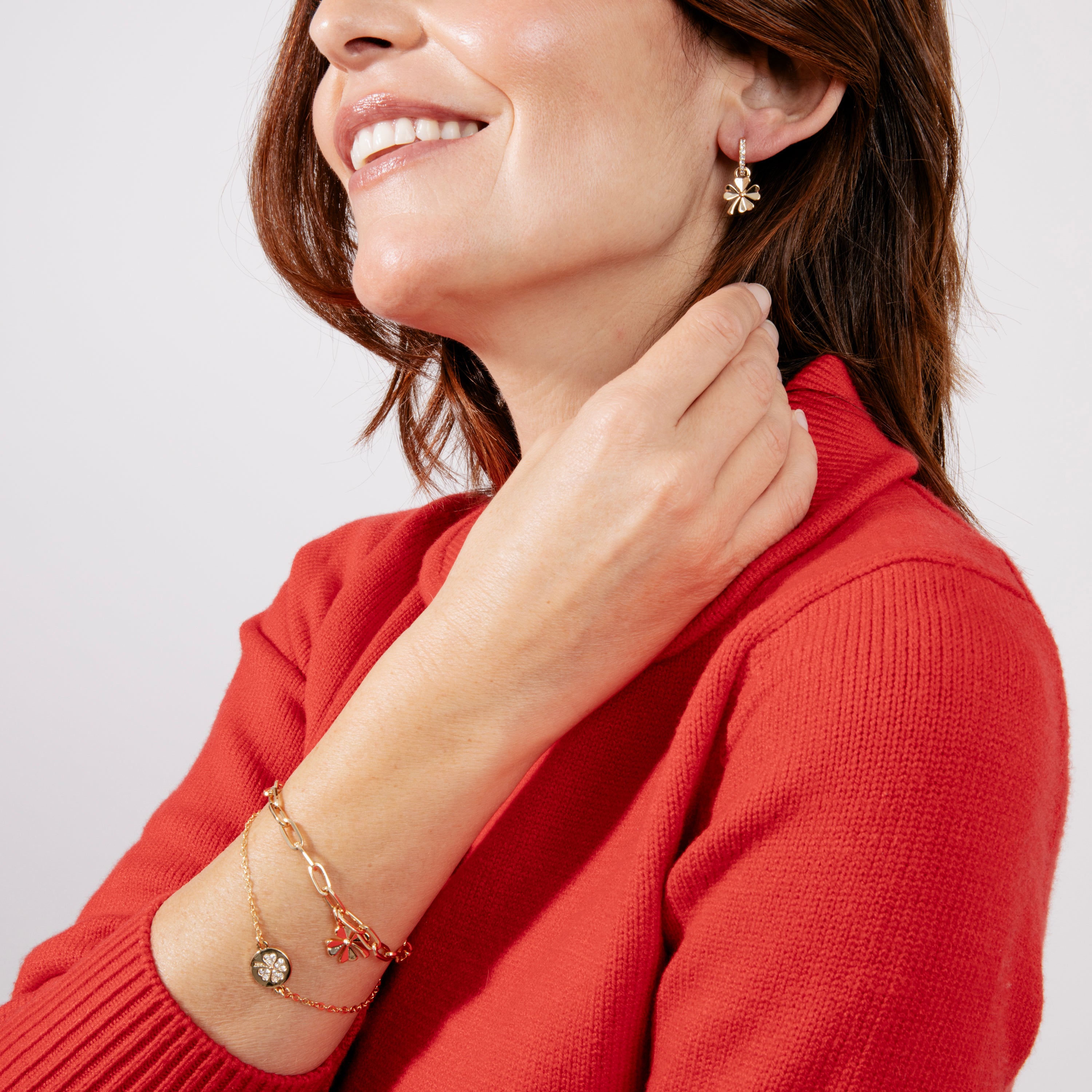 Pulsera de Circonita Brillante acabada en oro amarillo 18K - Flor