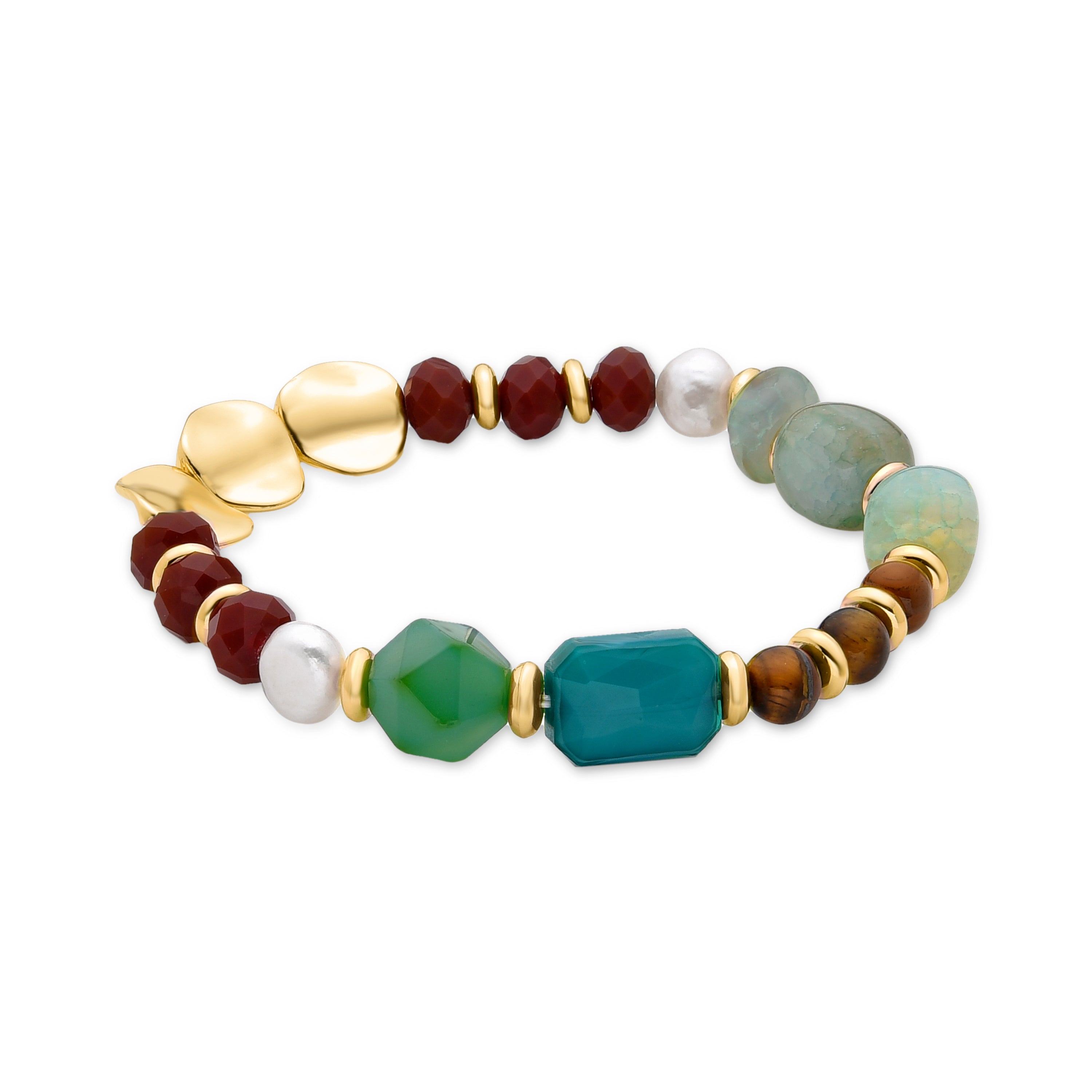 Pulseira de Cristal Multicolor acabada em ouro amarelo 18K - Miyou
