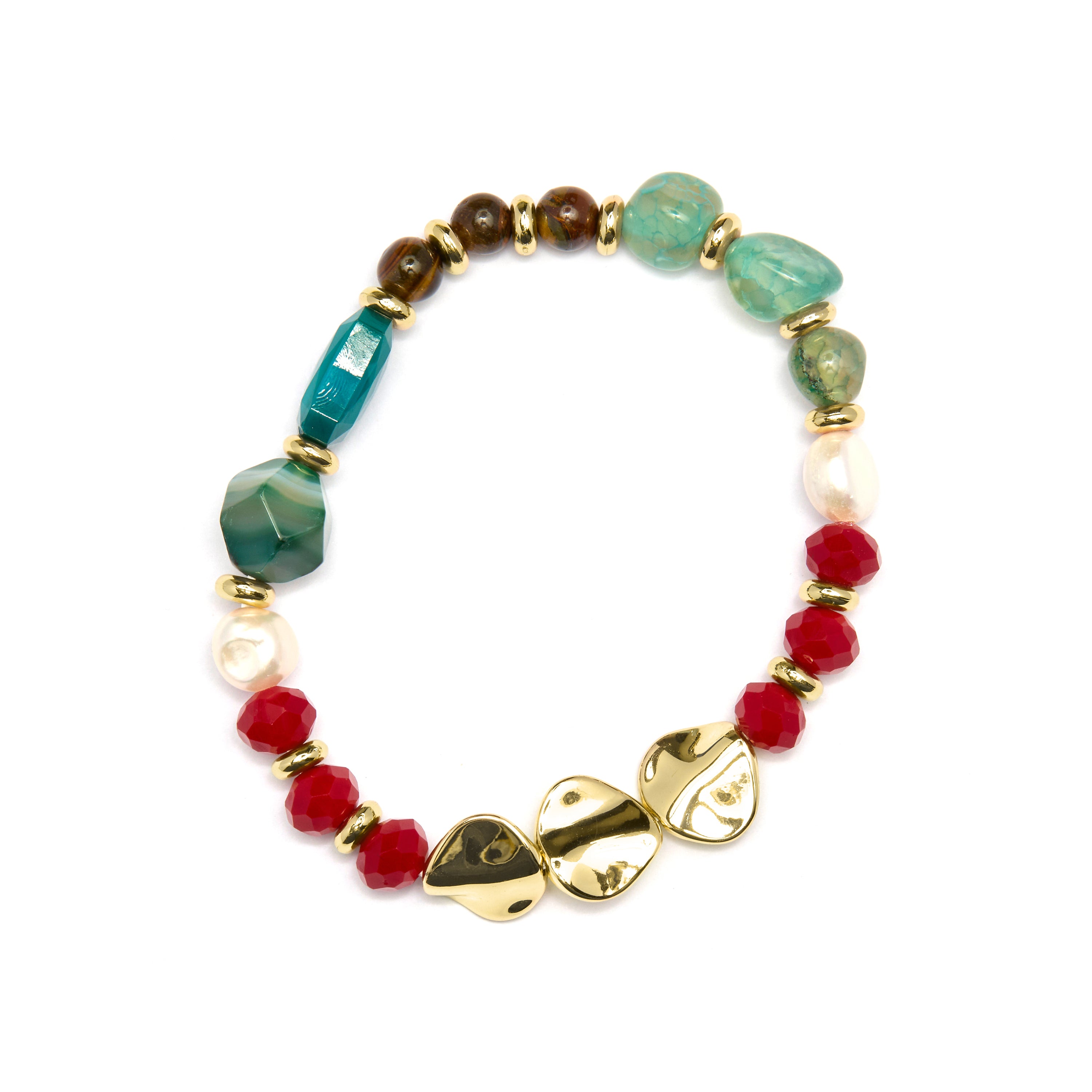 Pulseira de Cristal Multicolor acabada em ouro amarelo 18K - Miyou