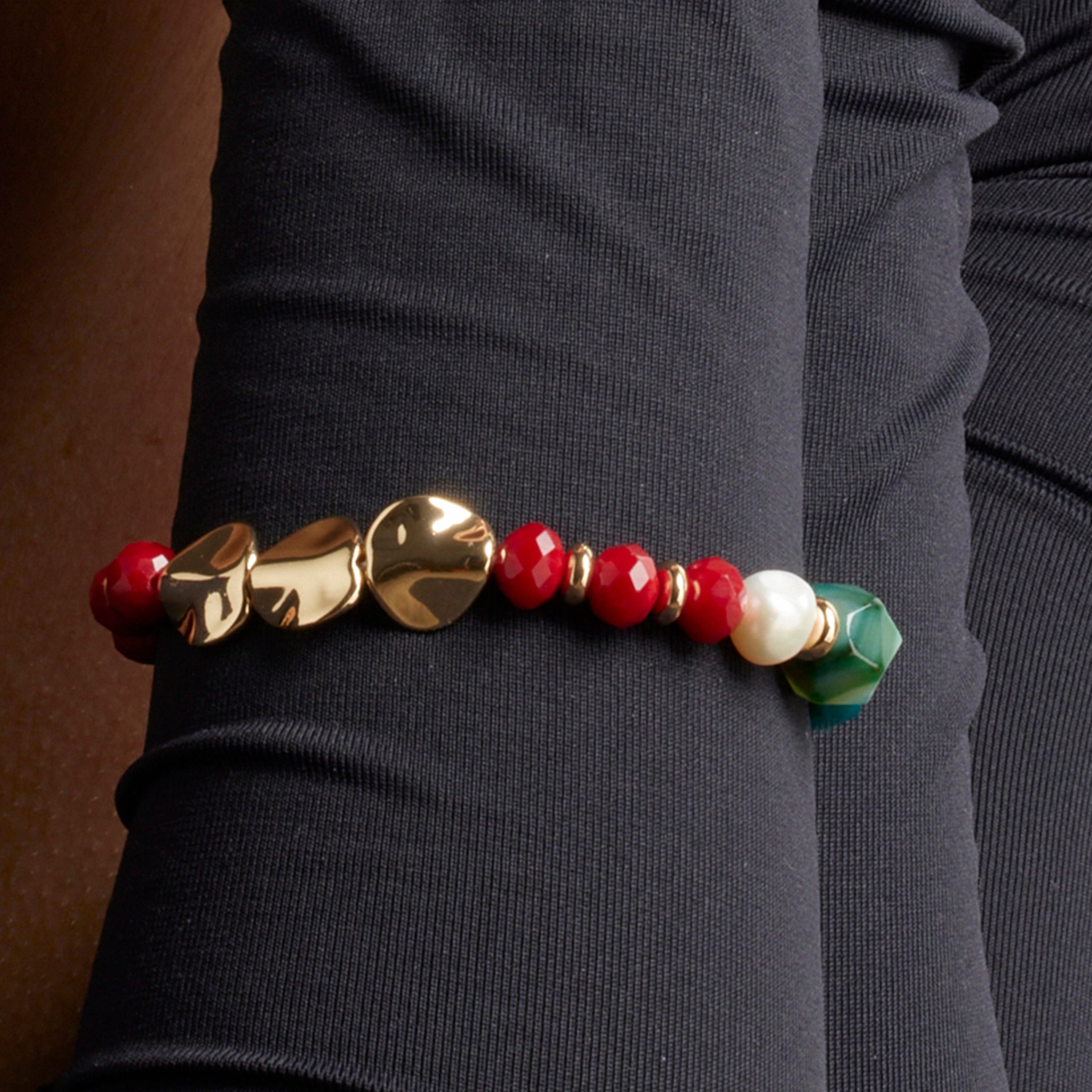 Pulseira de Cristal Multicolor acabada em ouro amarelo 18K - Miyou