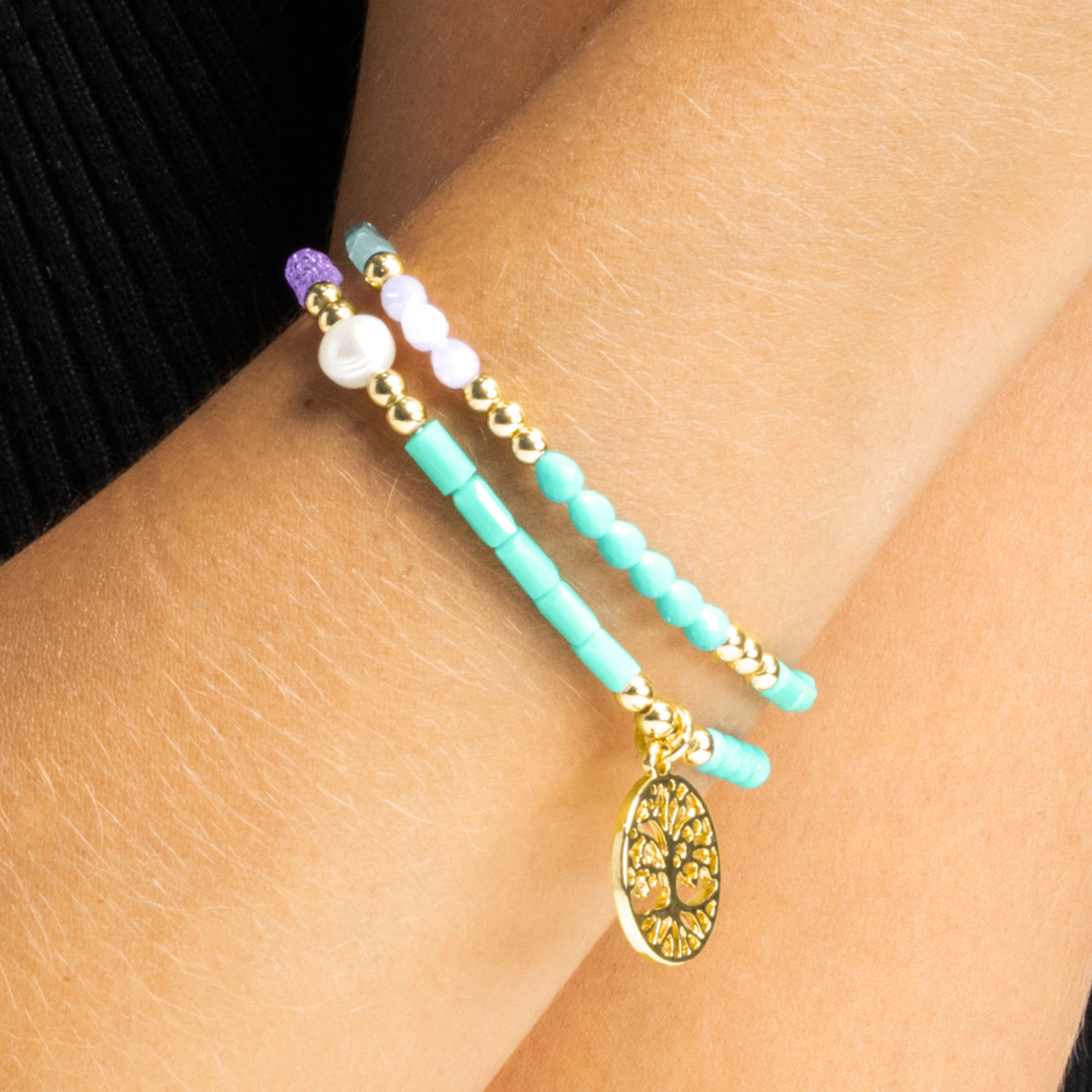 Pulsera con Cristal Azul acabado oro 18k - Zorsi