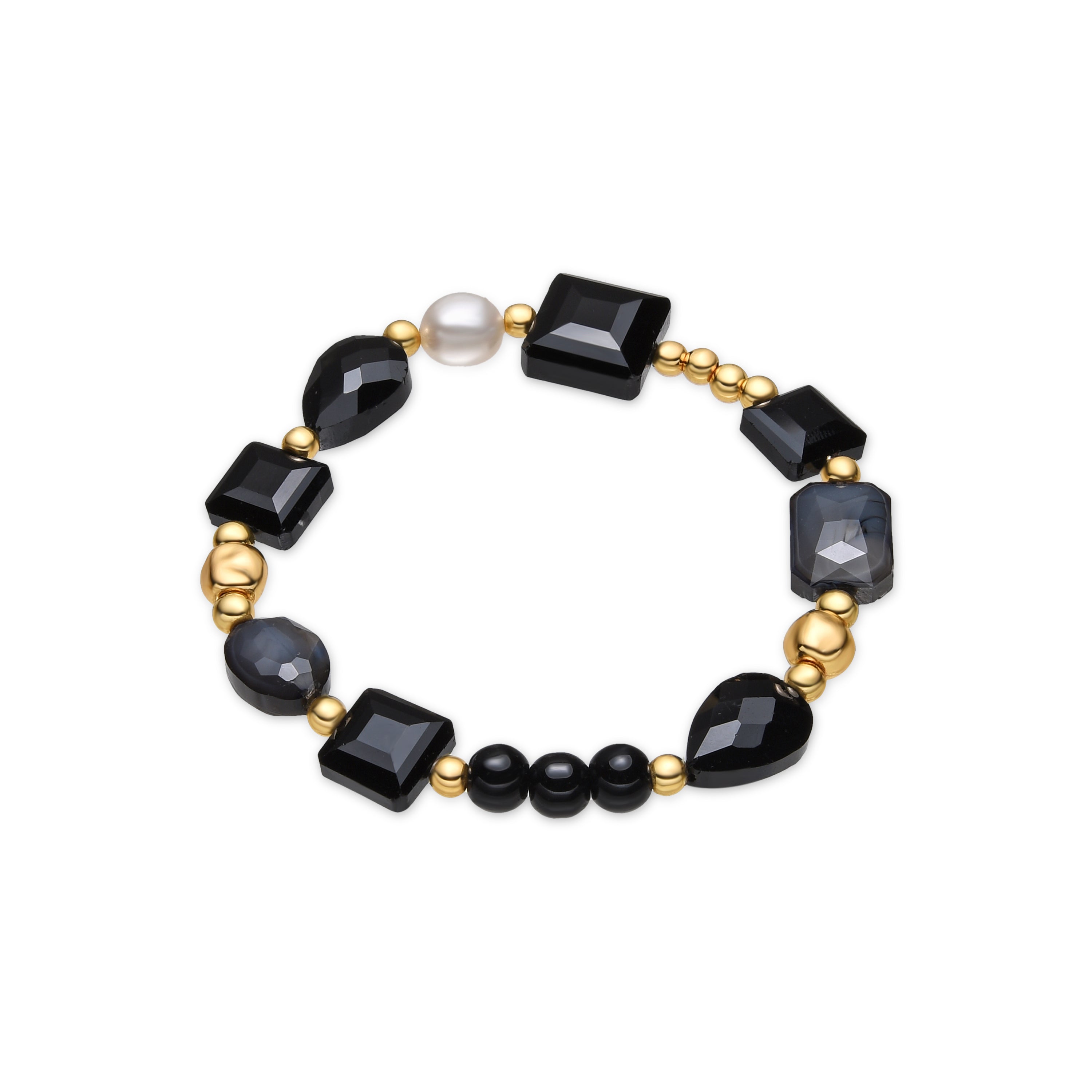 Bracelet avec résine noire finition or 18k - Nyste