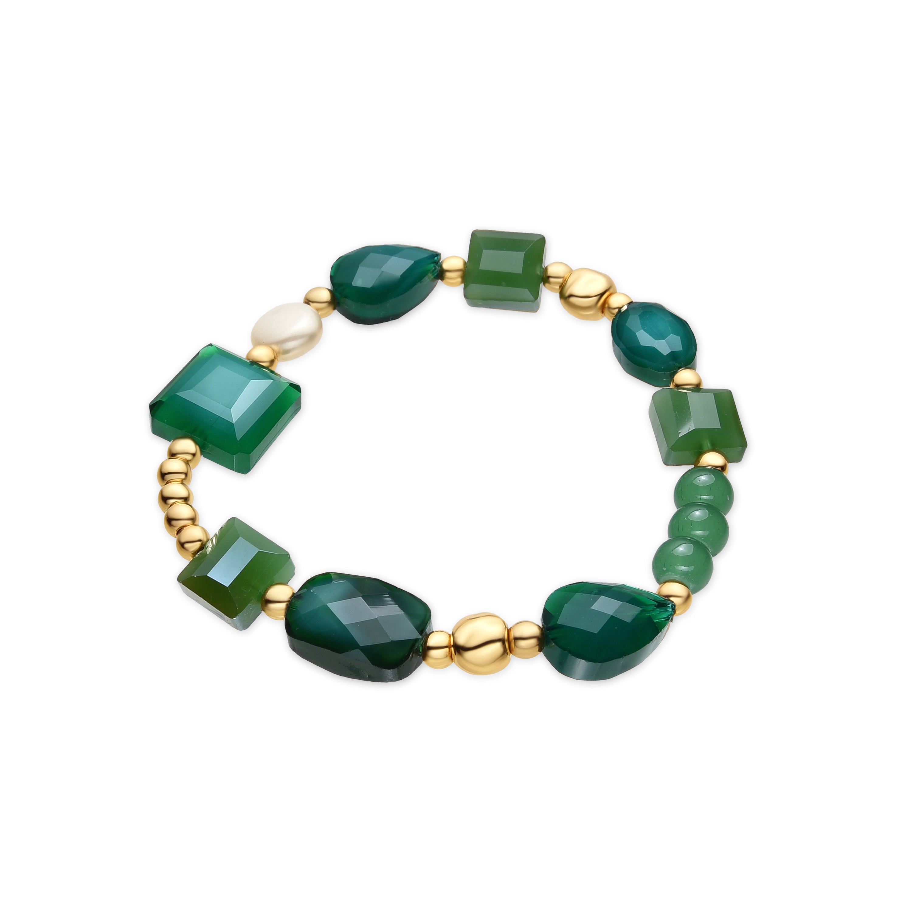 18k Yellow Gold Finish Bracelet with Green Resin - Nyste