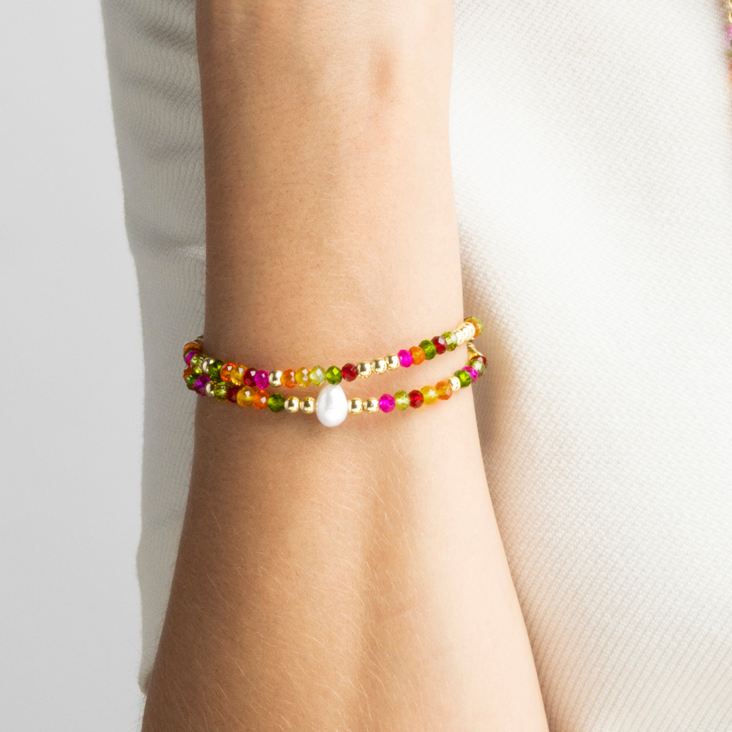 Bracelet with Pink Crystal gold finish 18k - Miota