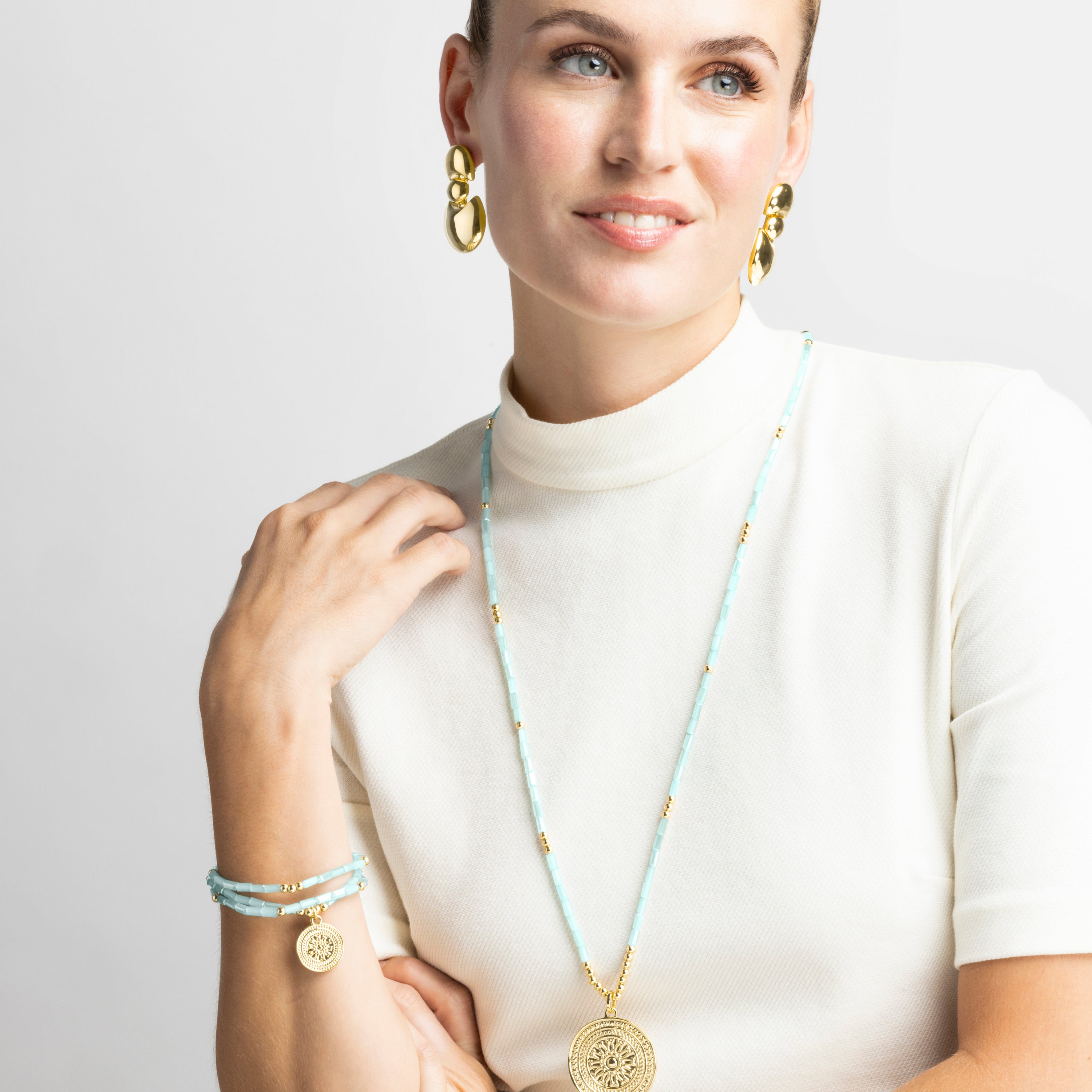 Bracciale con Cristallo Blu finitura oro 18k - Thyu