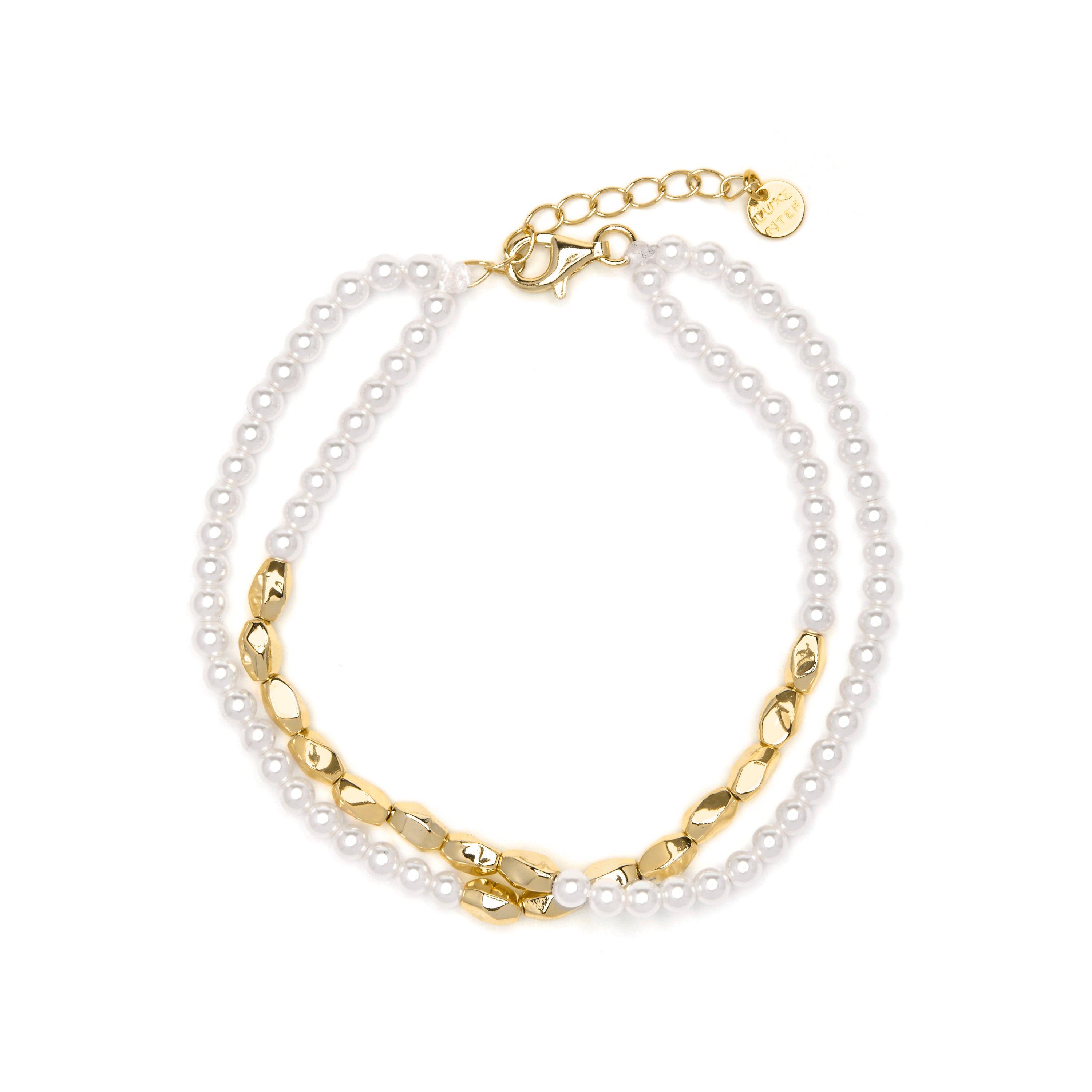 Pulsera acabado oro amarillo de 18k y Perla Blanca - Diriki