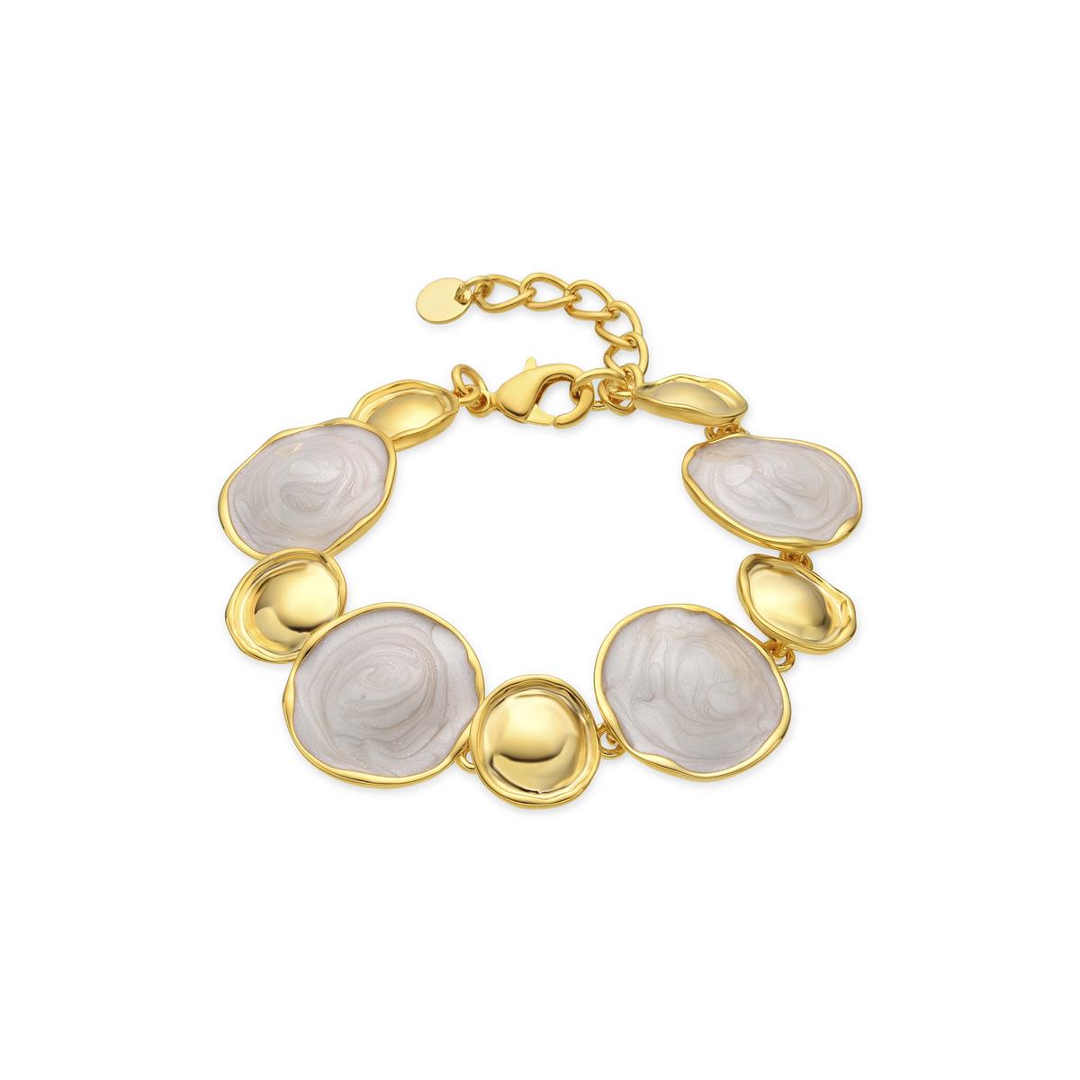 Pulsera acabado oro amarillo de 18k y Lacado Blanco - Huldio