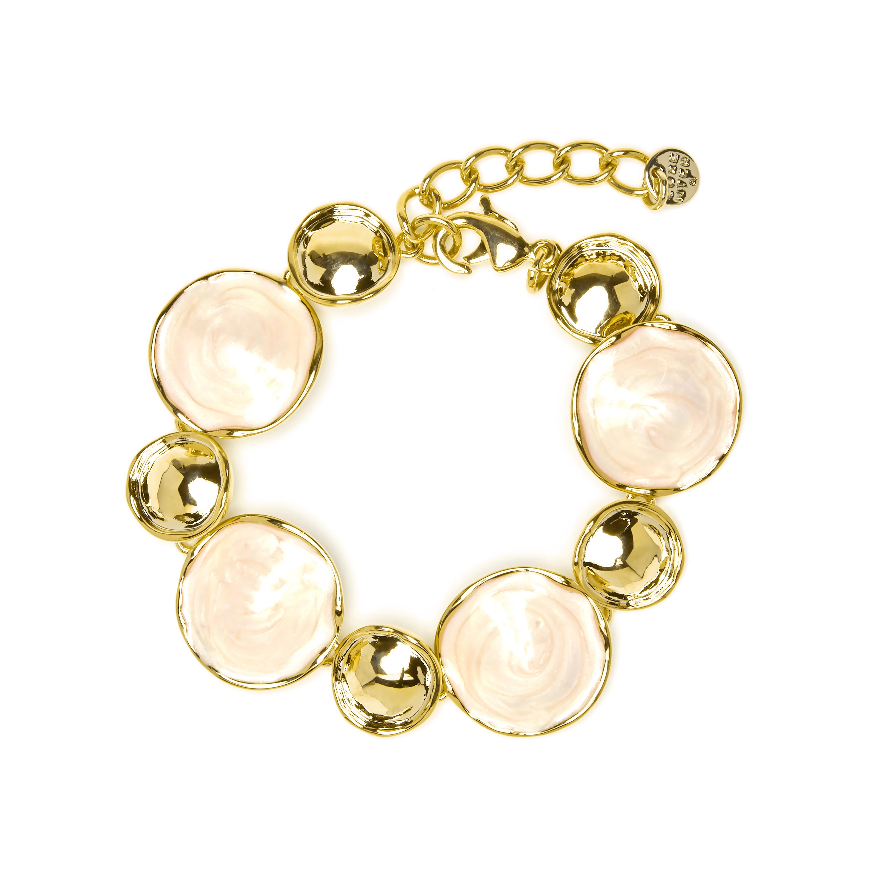 Armband mit 18k Gelbgold-Finish und weißem Lack - Huldio
