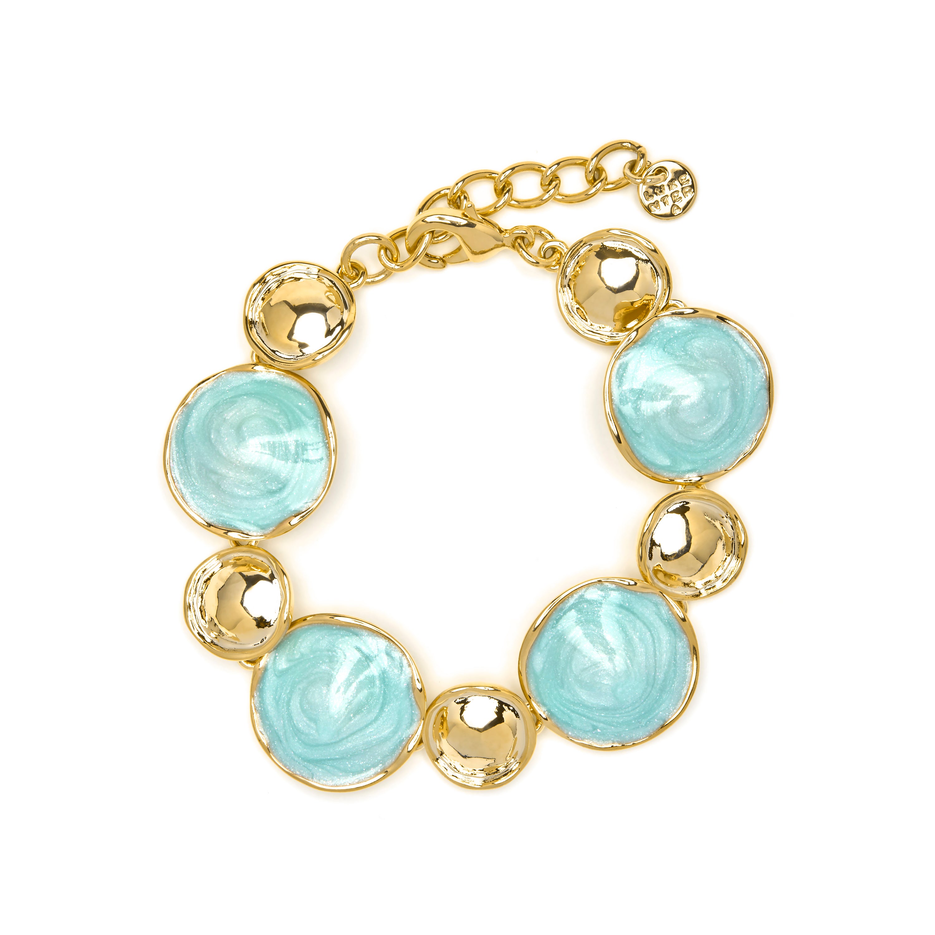 Huldio Bracelet in Blue Lacquer with 18k Yellow Gold Finish