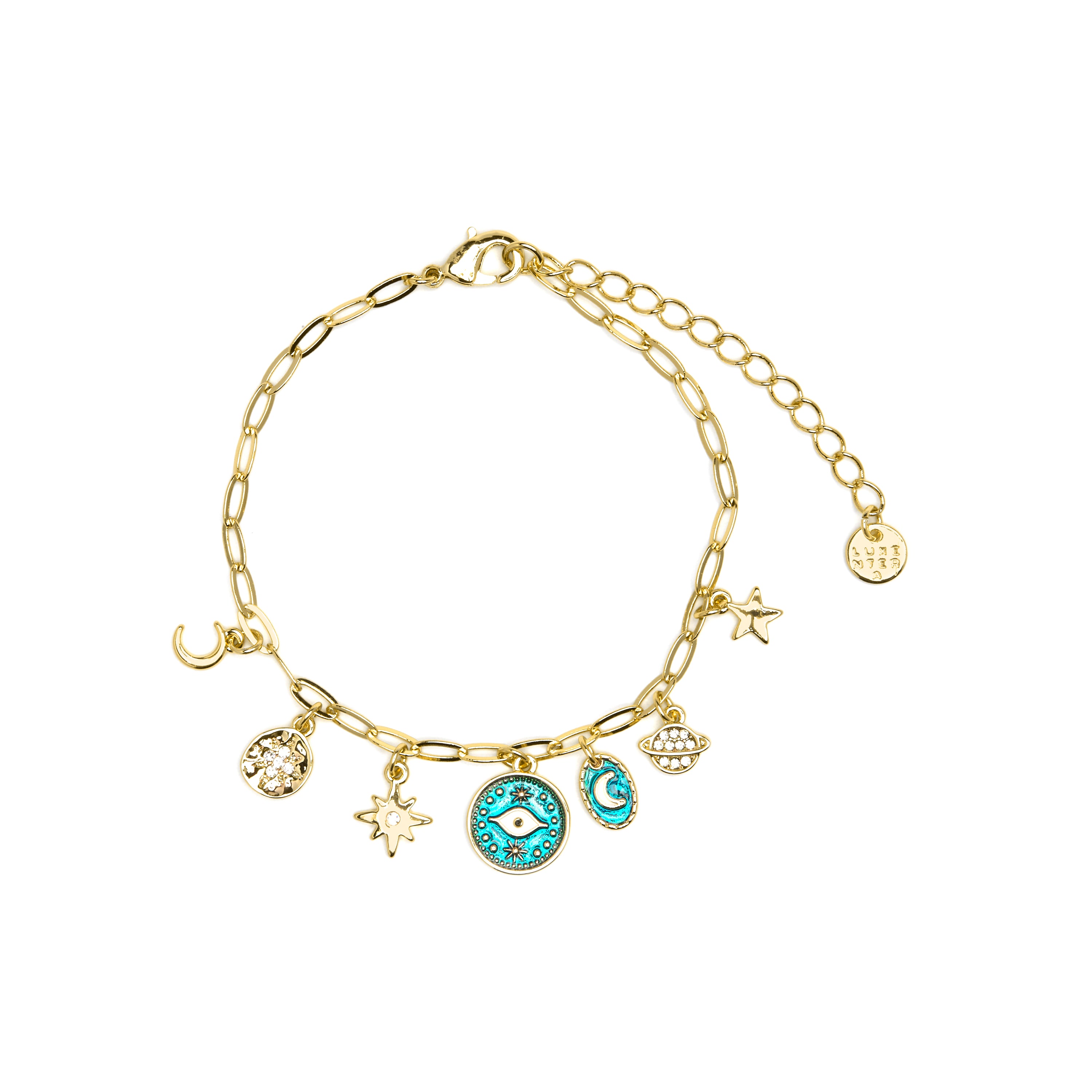 Bracelet finition or jaune 18 carats et résine bleue - Wiwik