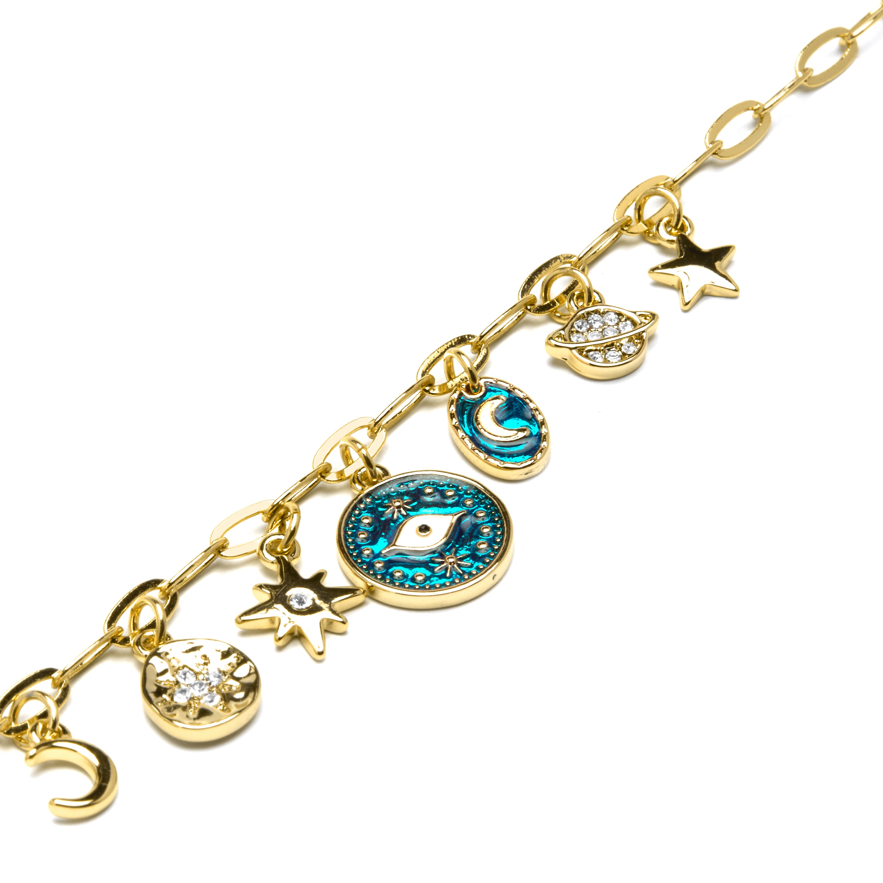 Bracelet finition or jaune 18 carats et résine bleue - Wiwik