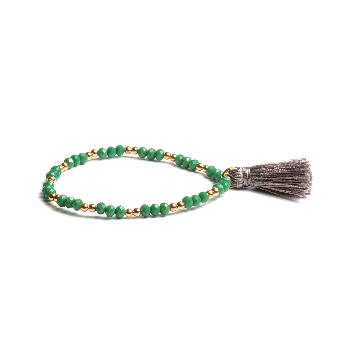 Pulseira de Cristal Verde acabada em ouro amarelo 18K - Adia