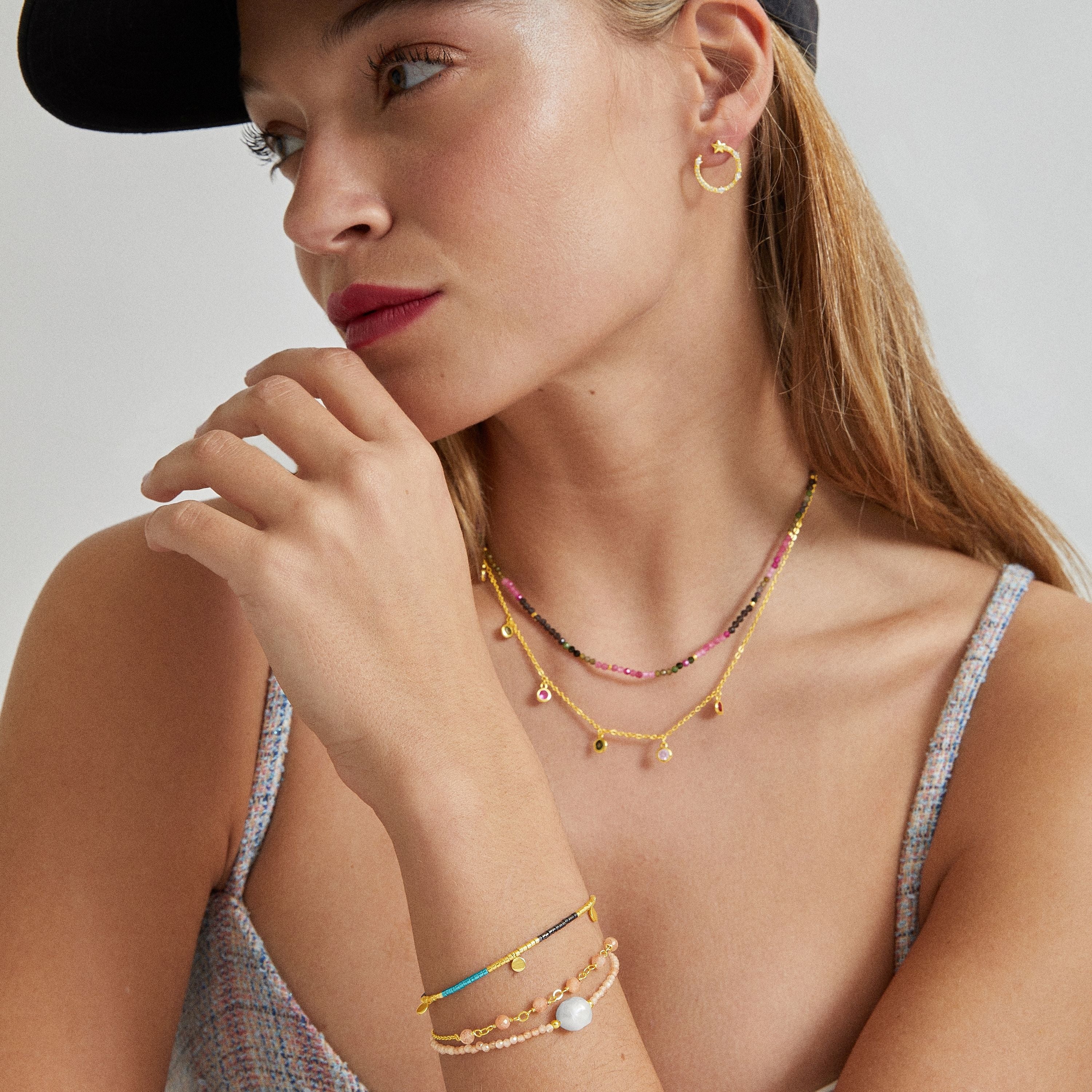 Pulsera de Circonita Champagne acabada en oro amarillo 18K - Ekhao