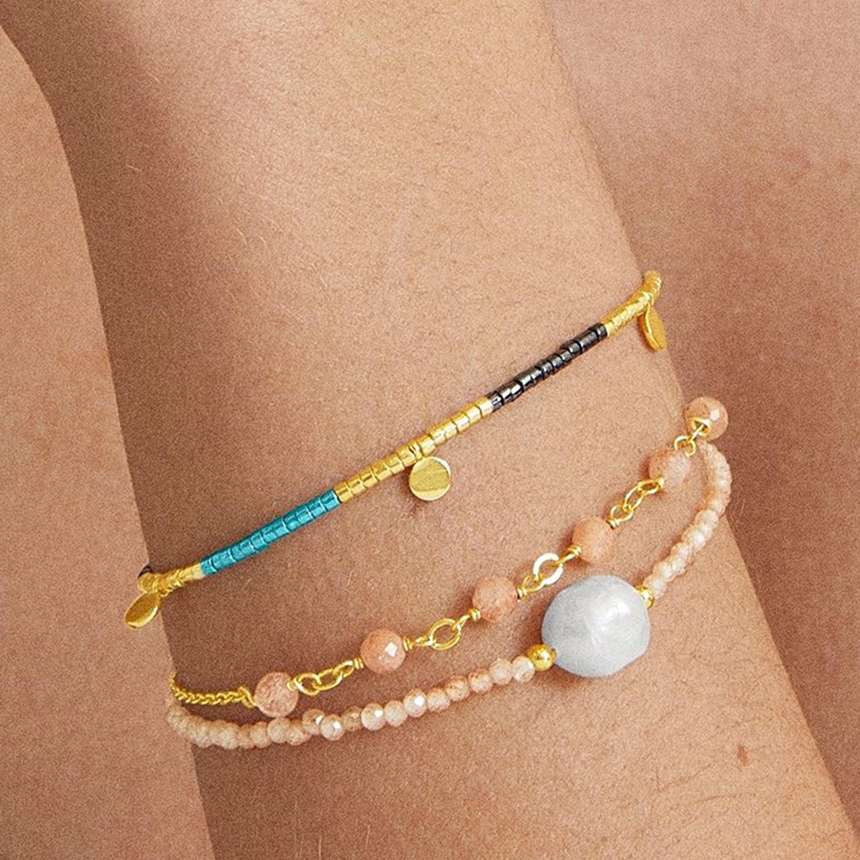 Pulsera de Circonita Champagne acabada en oro amarillo 18K - Ekhao