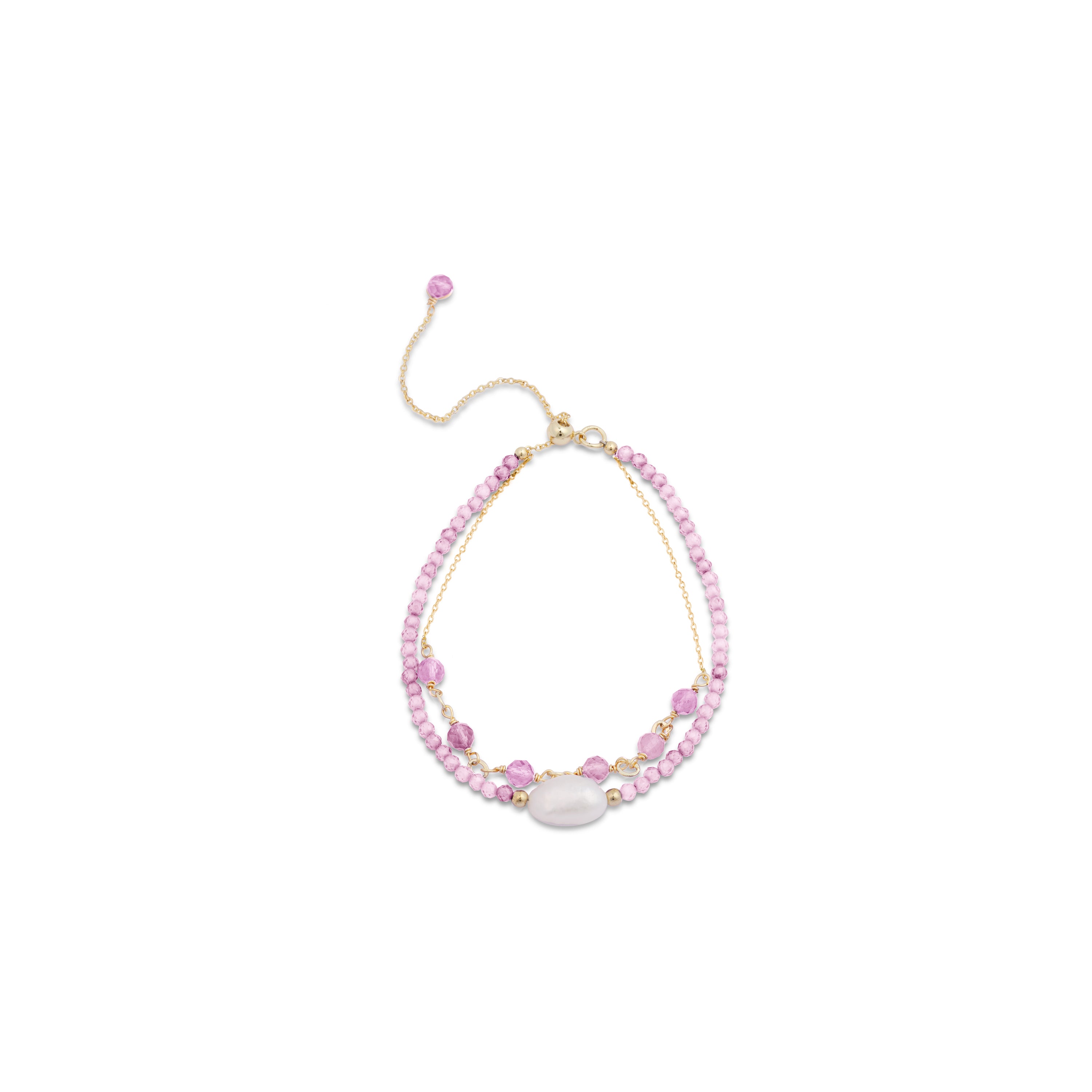 Pink Tourmaline Bracelet Finished in 18K Yellow Gold - Ekhao