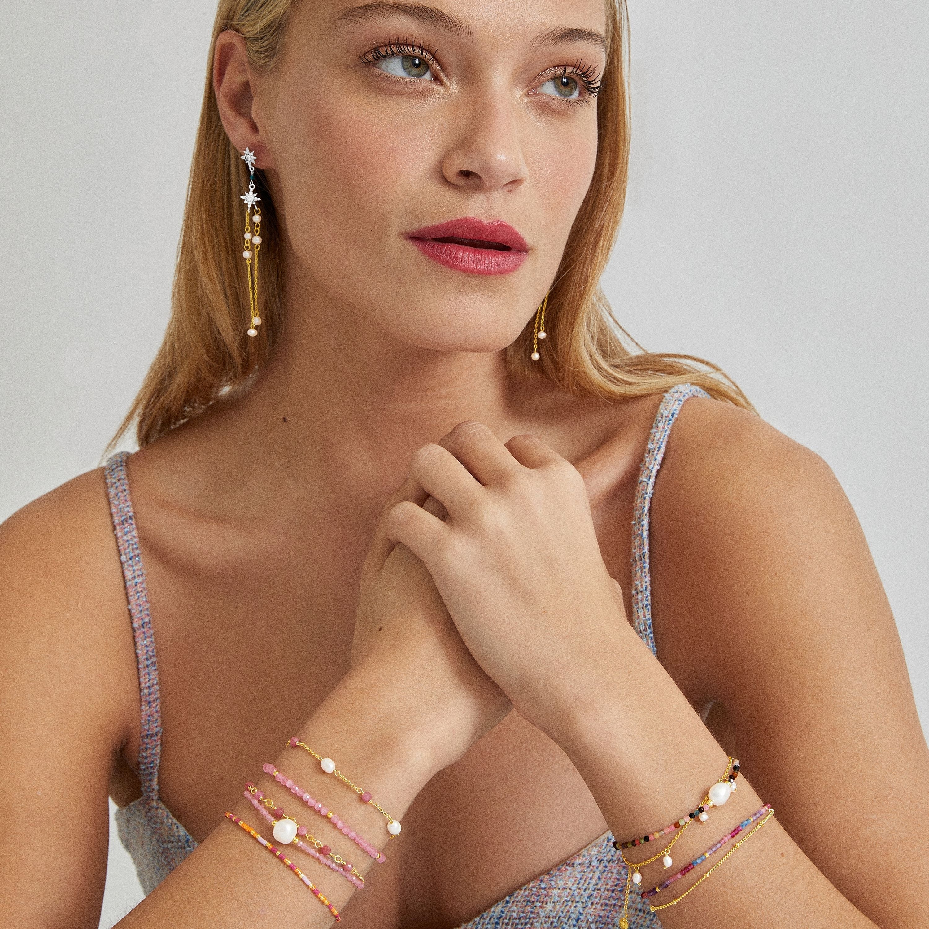 Pulseira de Turmalina Rosa acabada em ouro amarelo de 18K - Ekhao