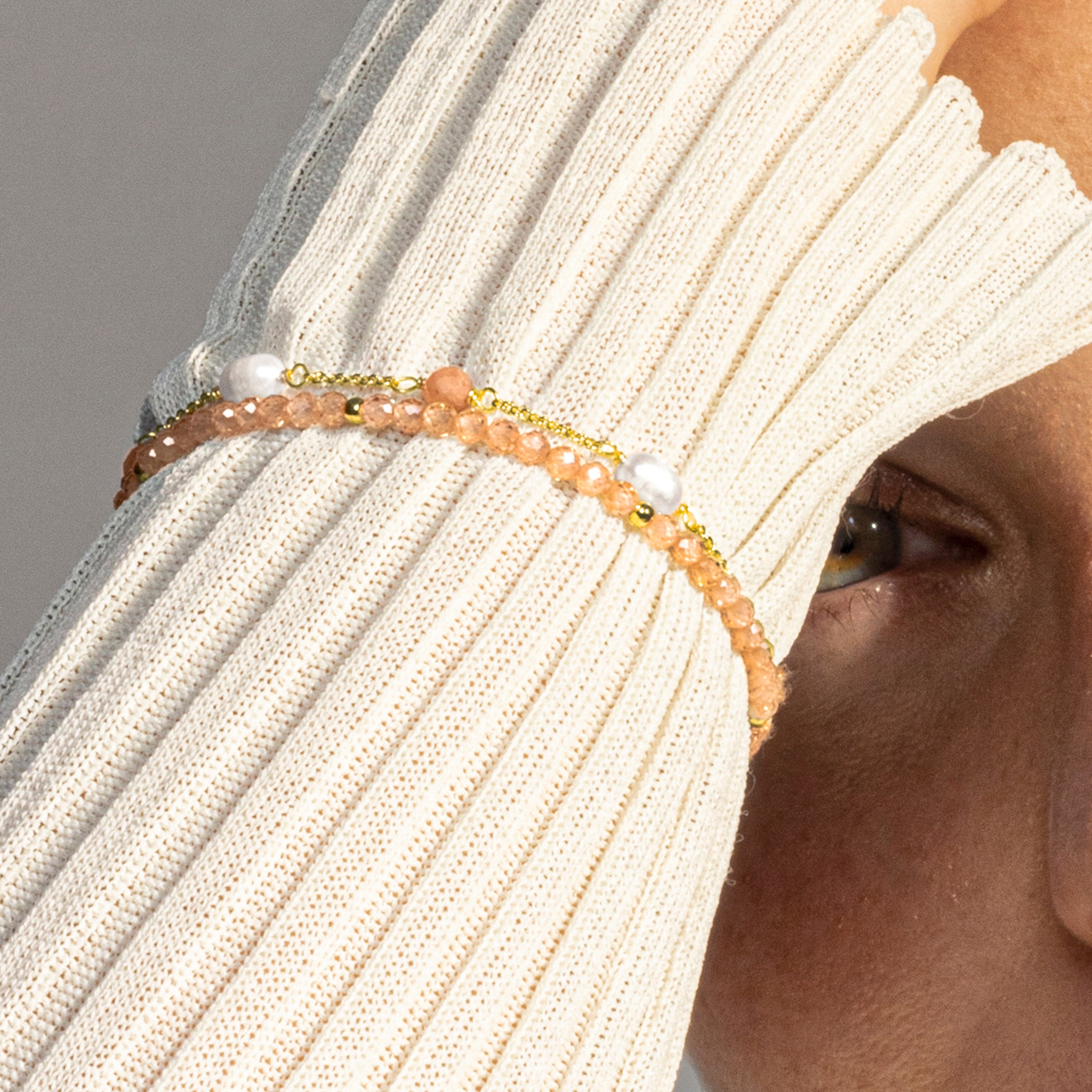 Champagne Zirconia Bracelet finished in 18K yellow gold - Athat