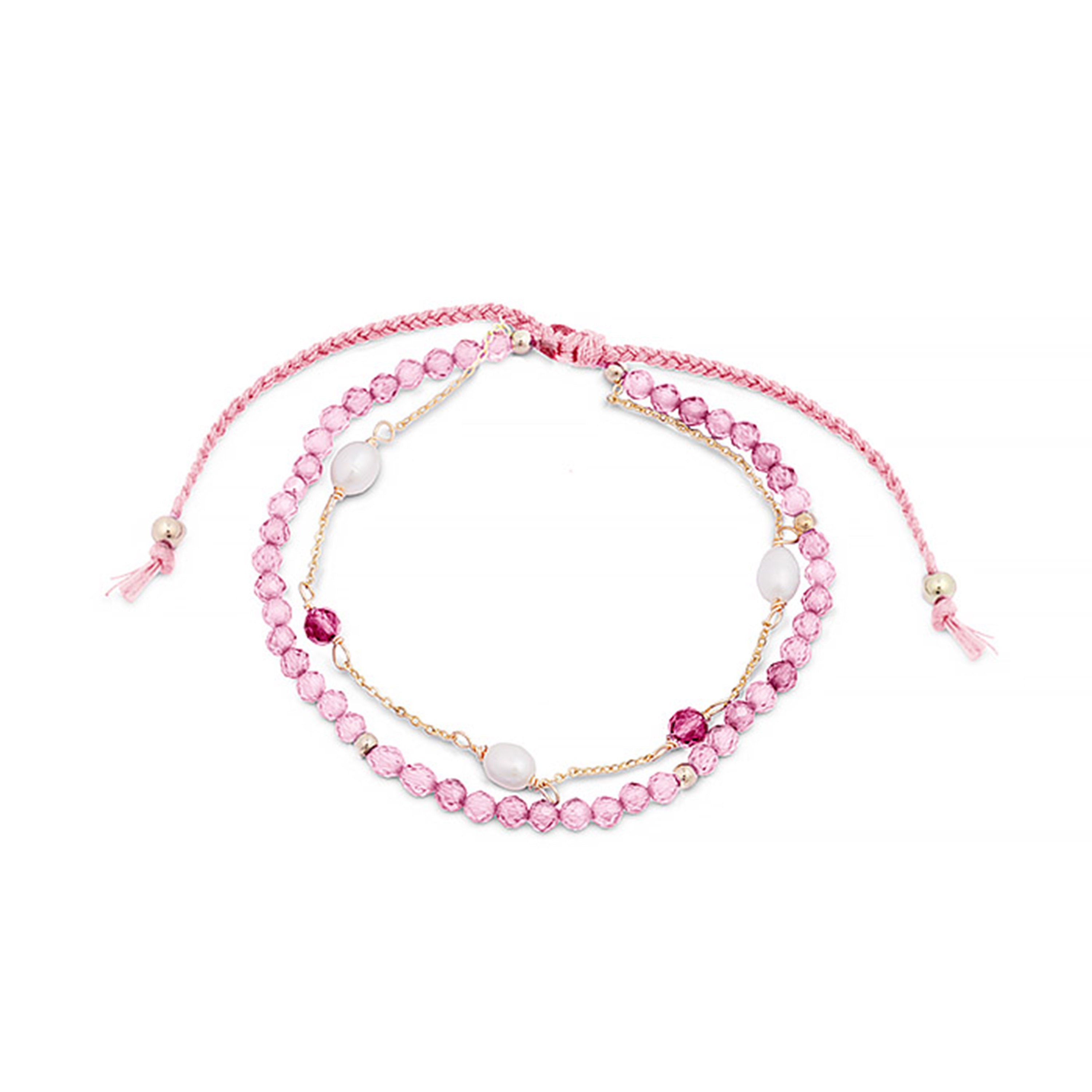 Pink Tourmaline Bracelet Finished in 18K Yellow Gold - Athat