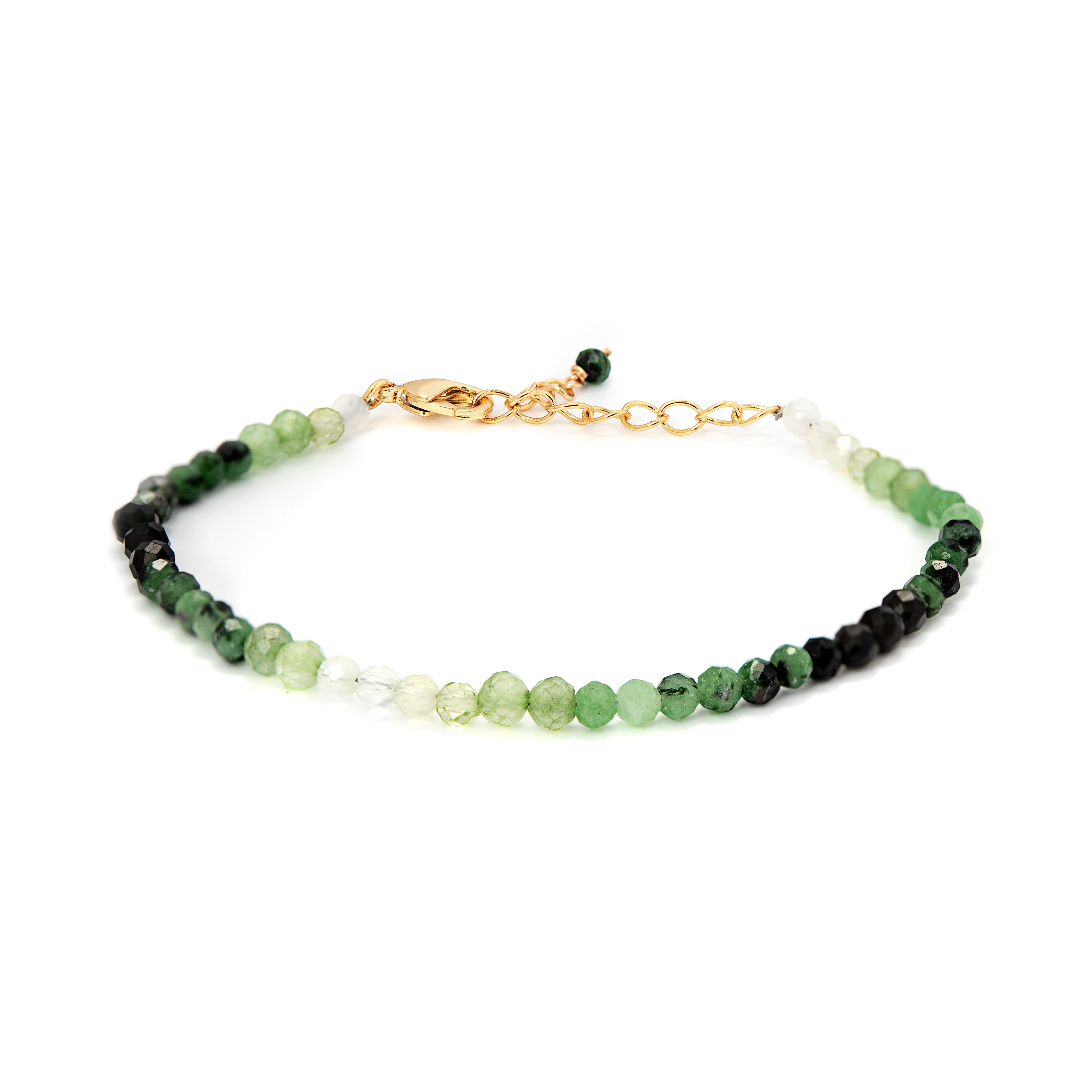 Pulseira de Cristal Verde acabada em ouro amarelo 18K - Halok